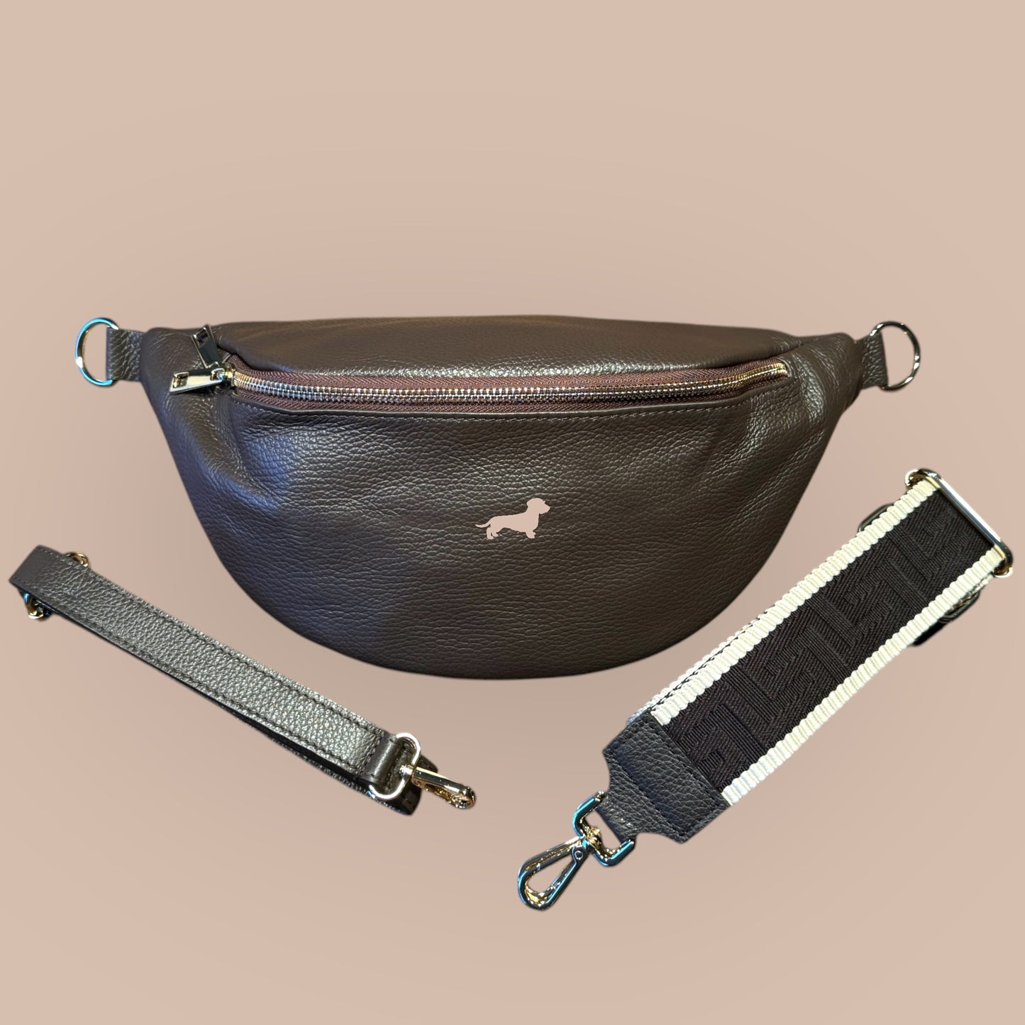 Crossbody-Bag Glattleder mit Dackel in Wunschfarbe