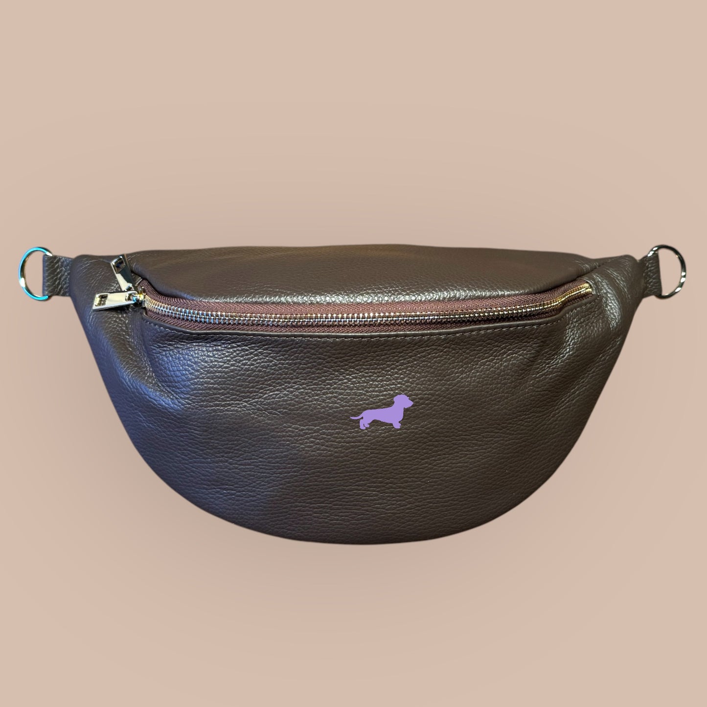 Crossbody-Bag Glattleder mit Dackel in Wunschfarbe