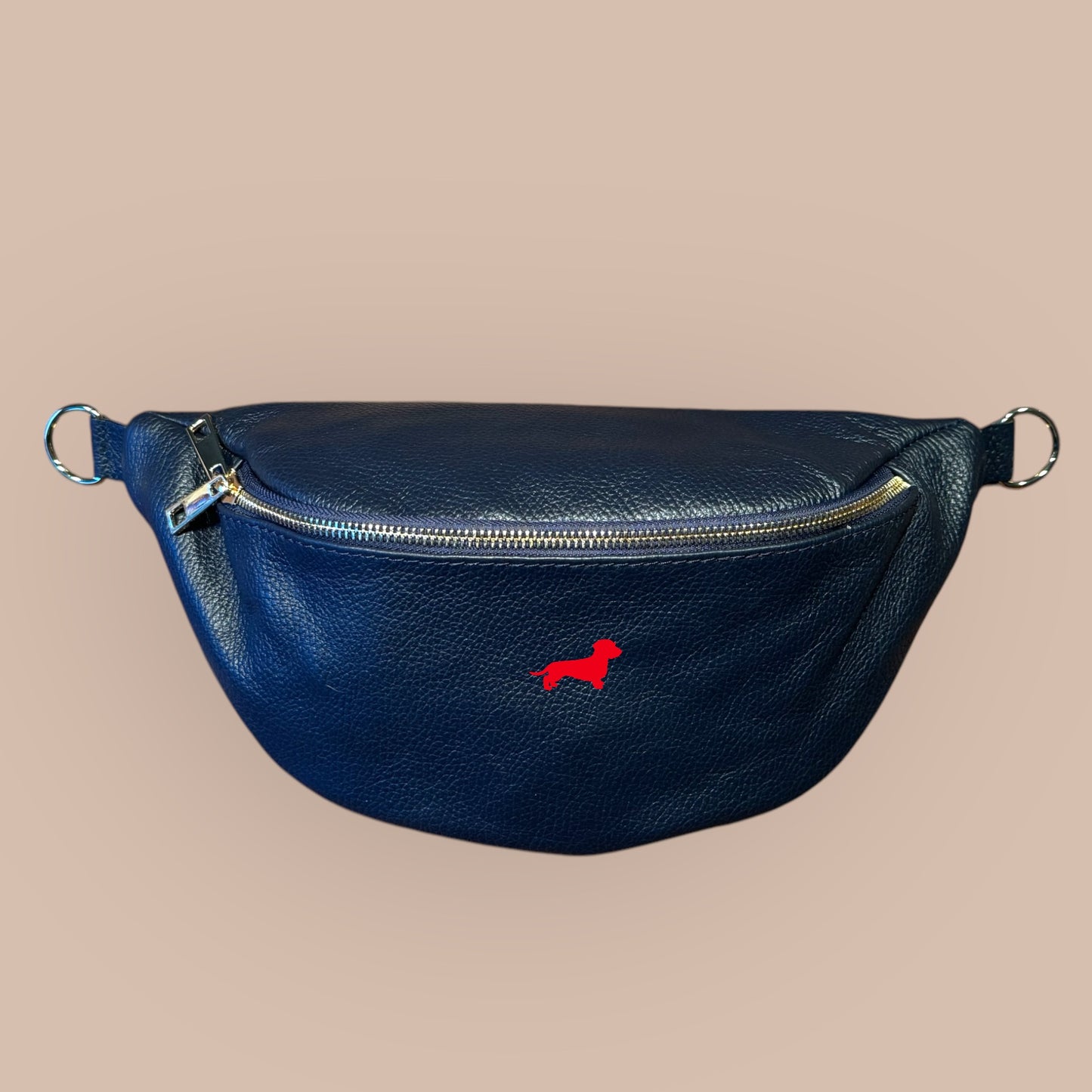 Crossbody-Bag Glattleder mit Dackel in Wunschfarbe