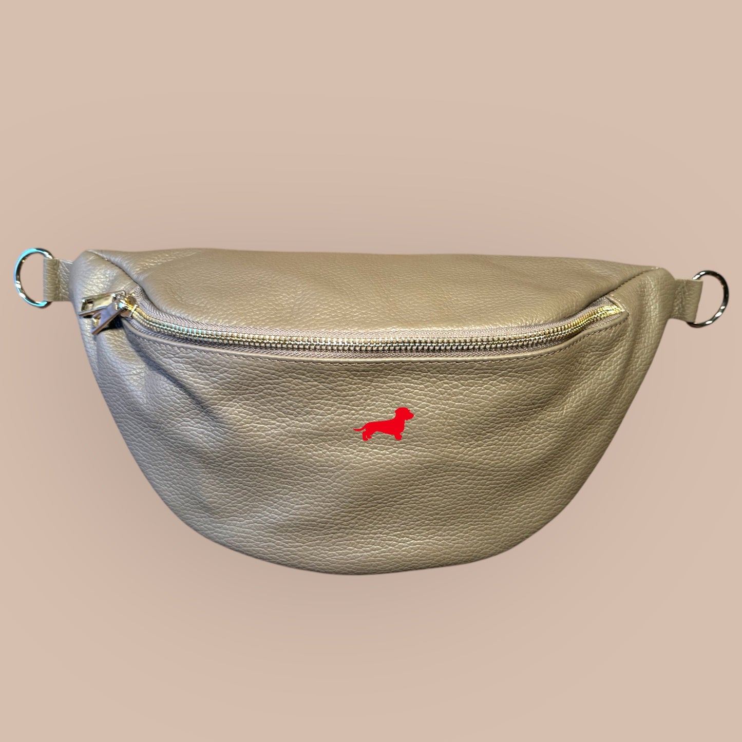 Crossbody-Bag Glattleder mit Dackel in Wunschfarbe