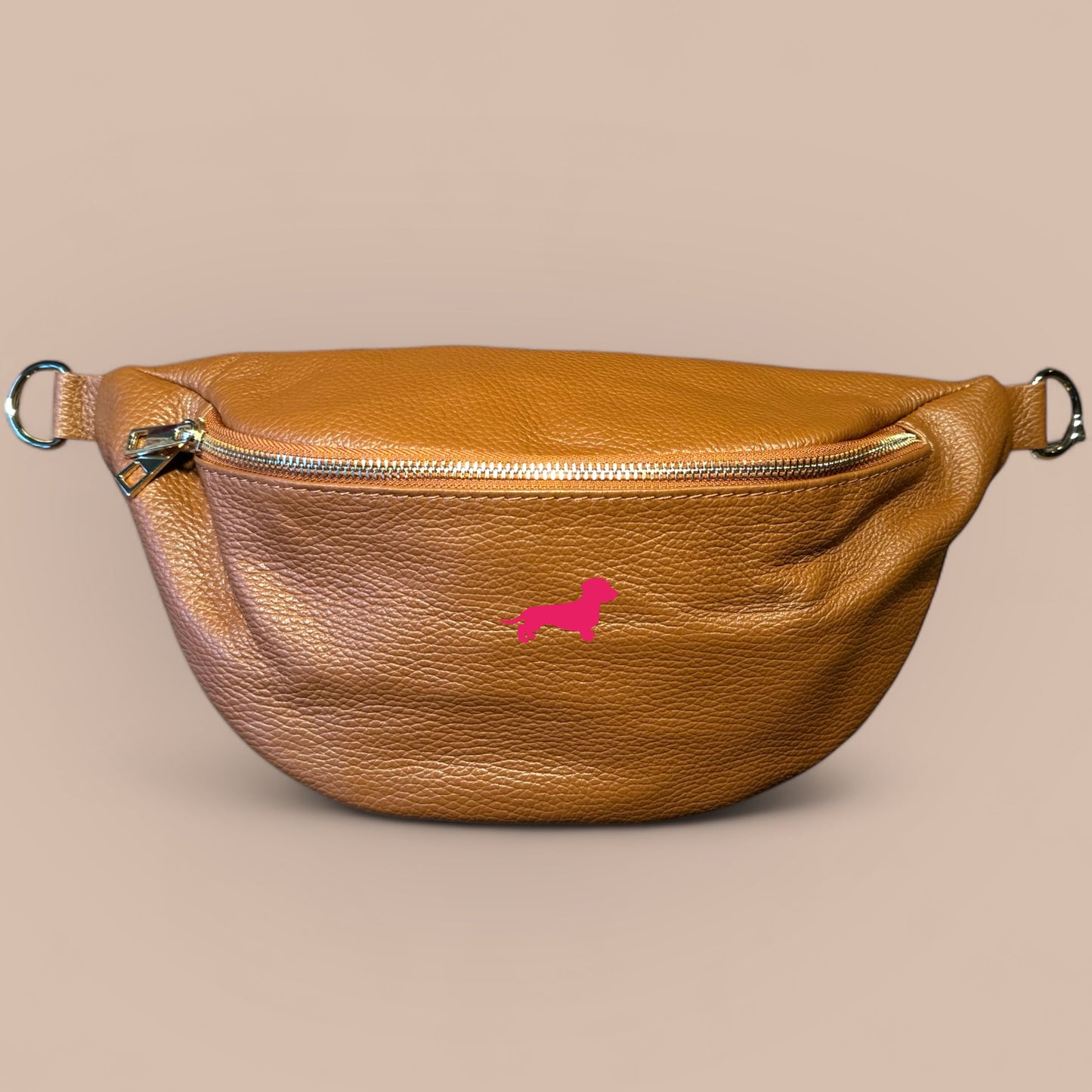Crossbody-Bag Glattleder mit Dackel in Wunschfarbe