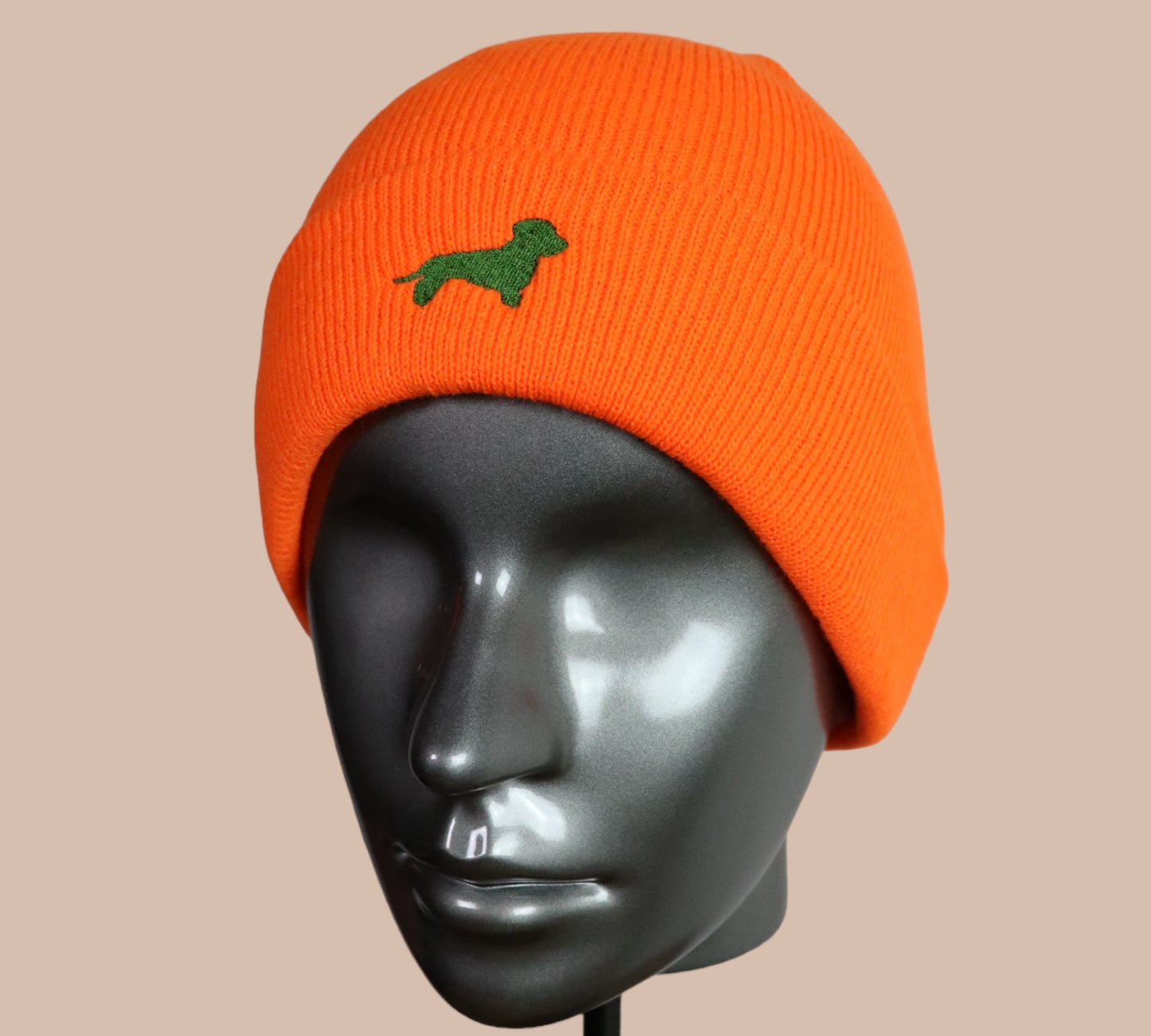 Mütze "Signalorange" mit Dackel in Wunschfarbe