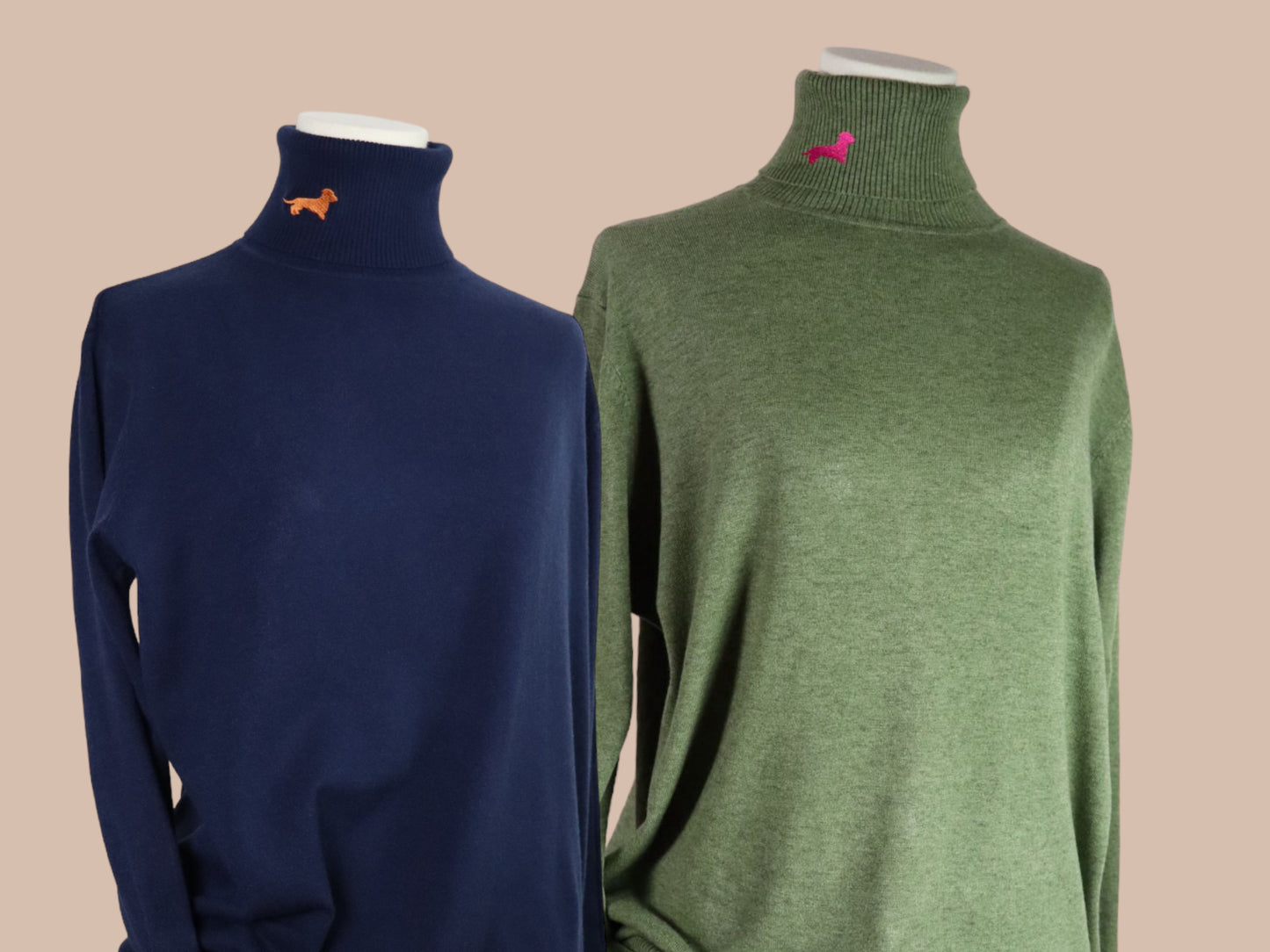 Rollkragenpullover mit Dackel in Wunschfarbe Größe 38-44
