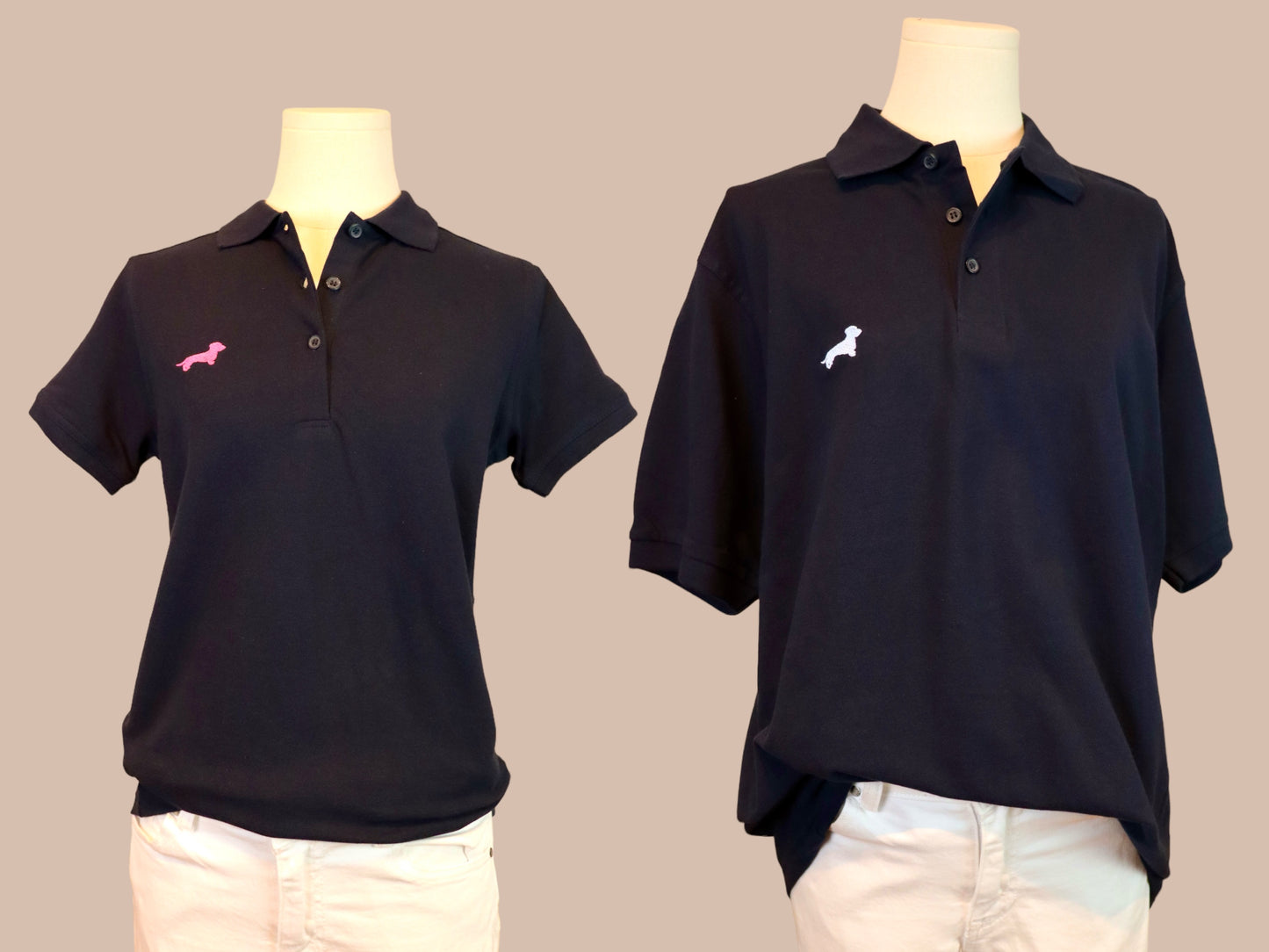 Poloshirt mit Dackel in Wunschfarbe Damen und Herren