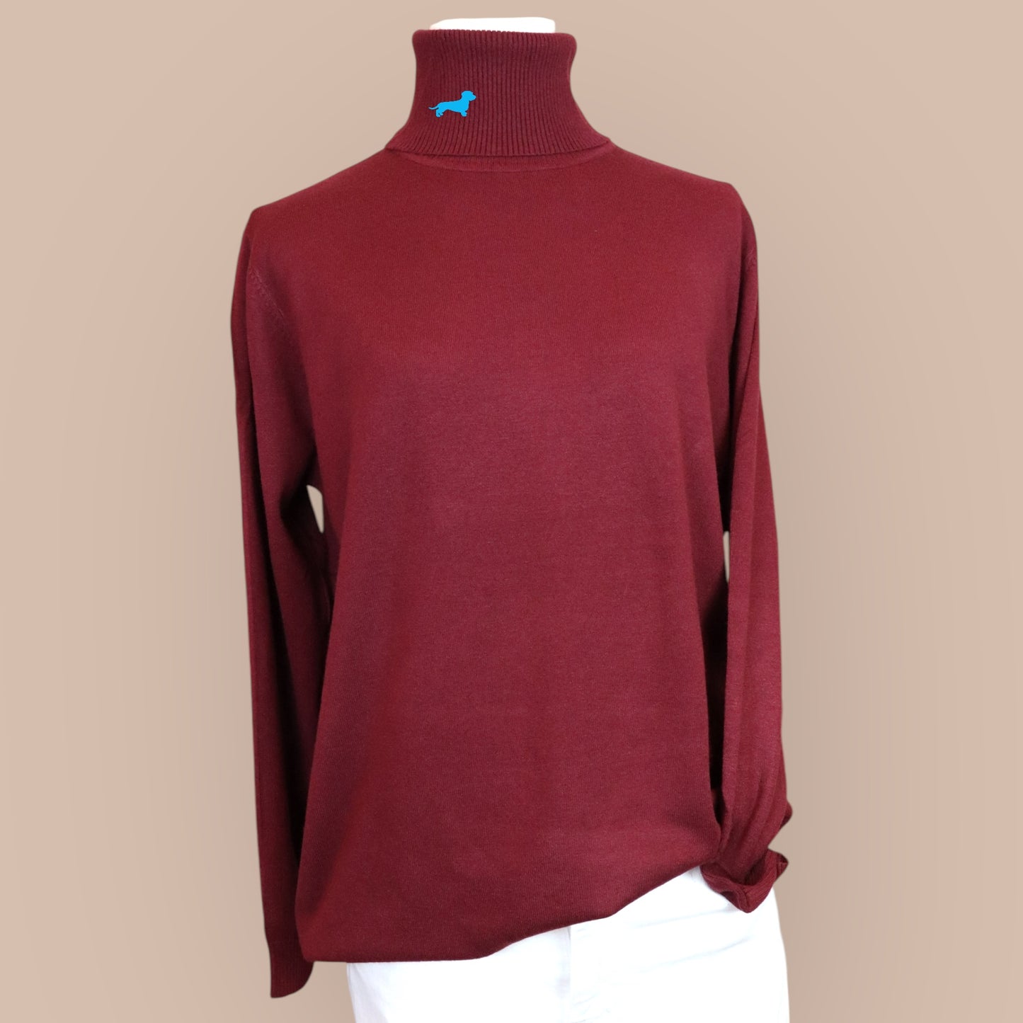 Rollkragenpullover mit Dackel in Wunschfarbe Größe 38-44