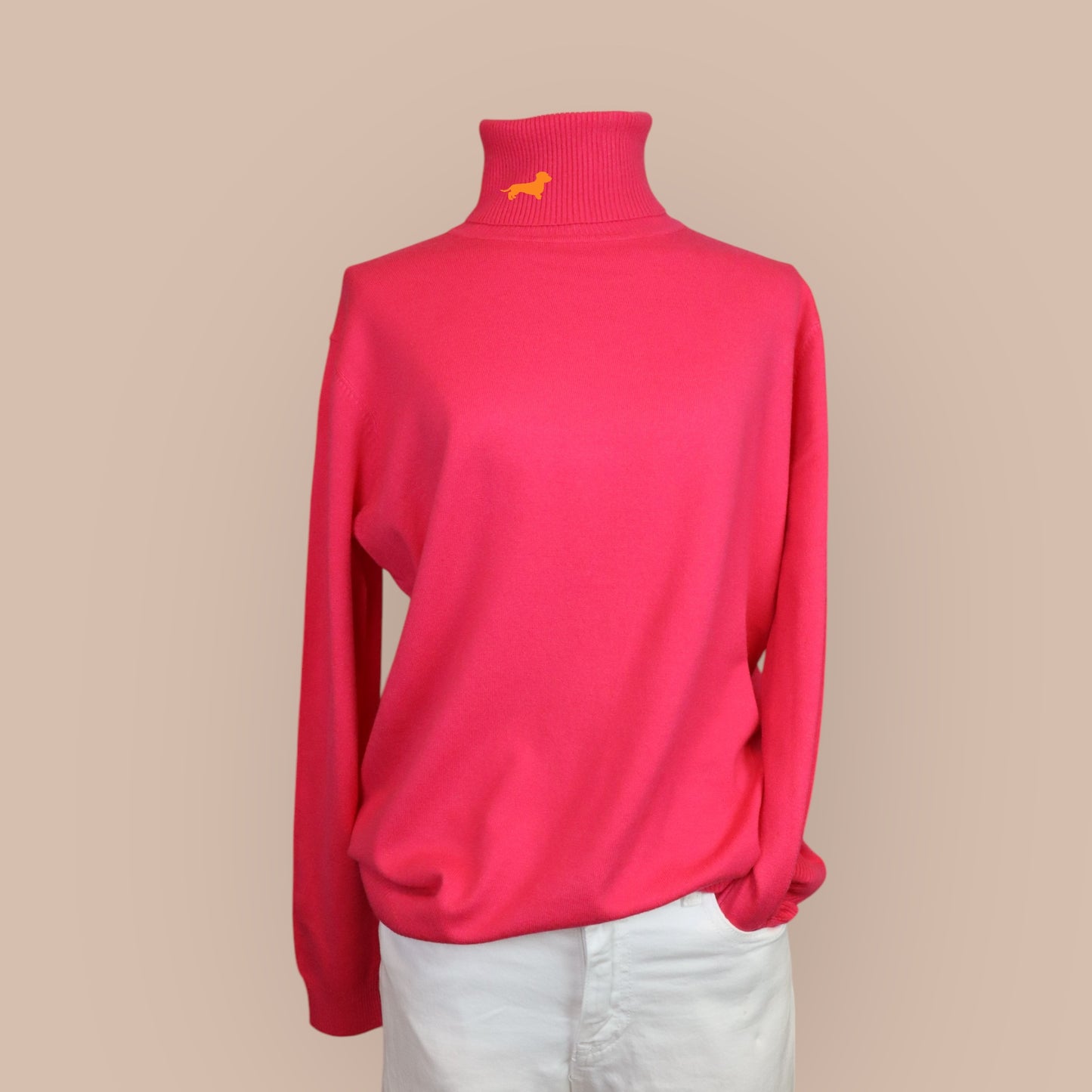 Rollkragenpullover mit Dackel in Wunschfarbe Größe 38-44