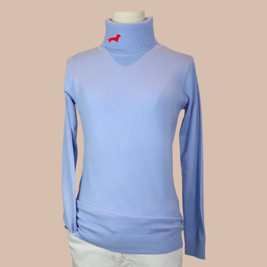 Rollkragenpullover mit Dackel in Wunschfarbe Gr. 34-38