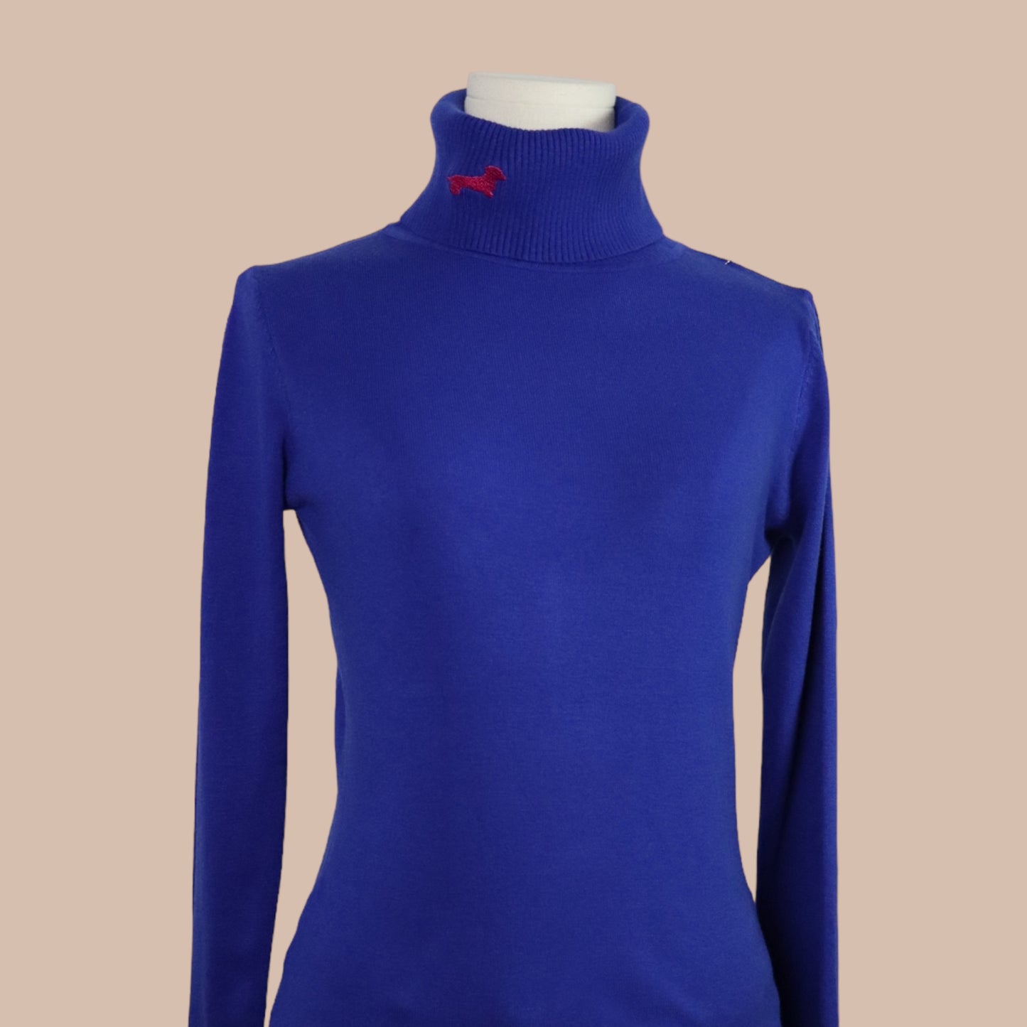 Rollkragenpullover mit Dackel in Wunschfarbe Gr. 34-38