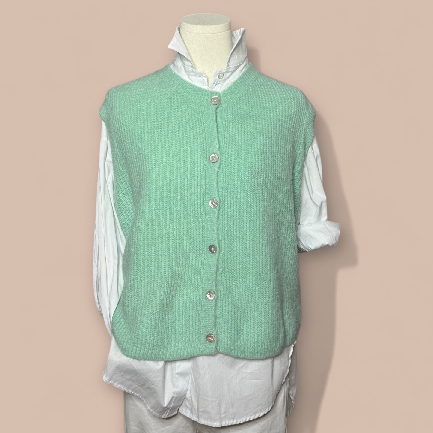 Alpaka-Strickweste Rundhals