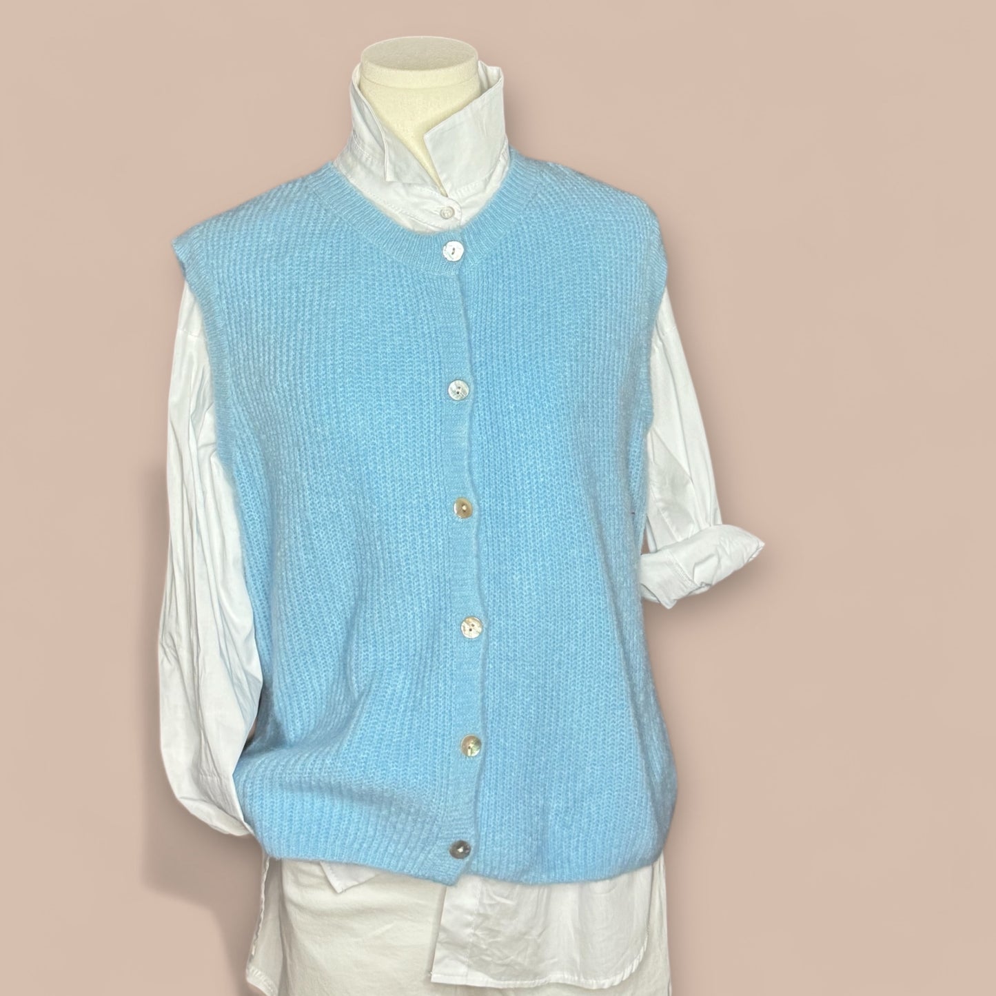 Alpaka-Strickweste Rundhals