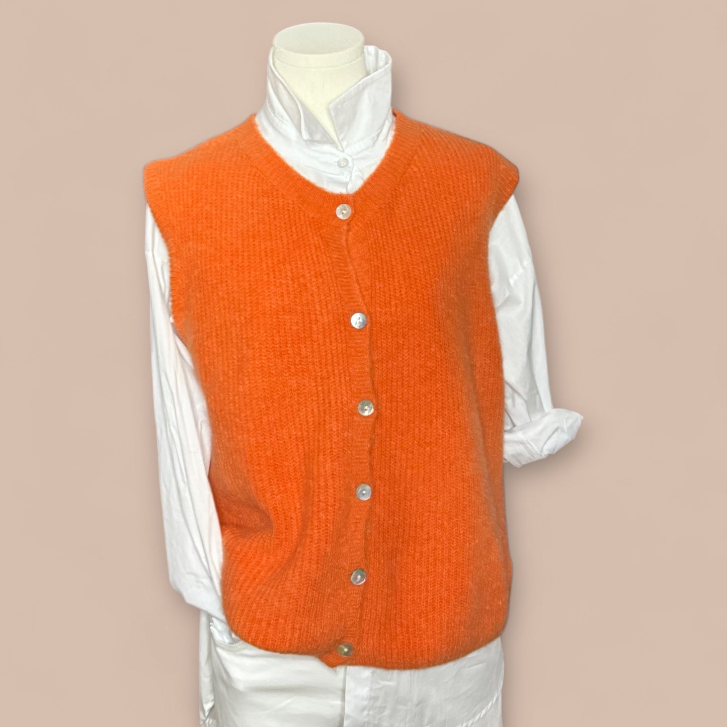 Alpaka-Strickweste Rundhals