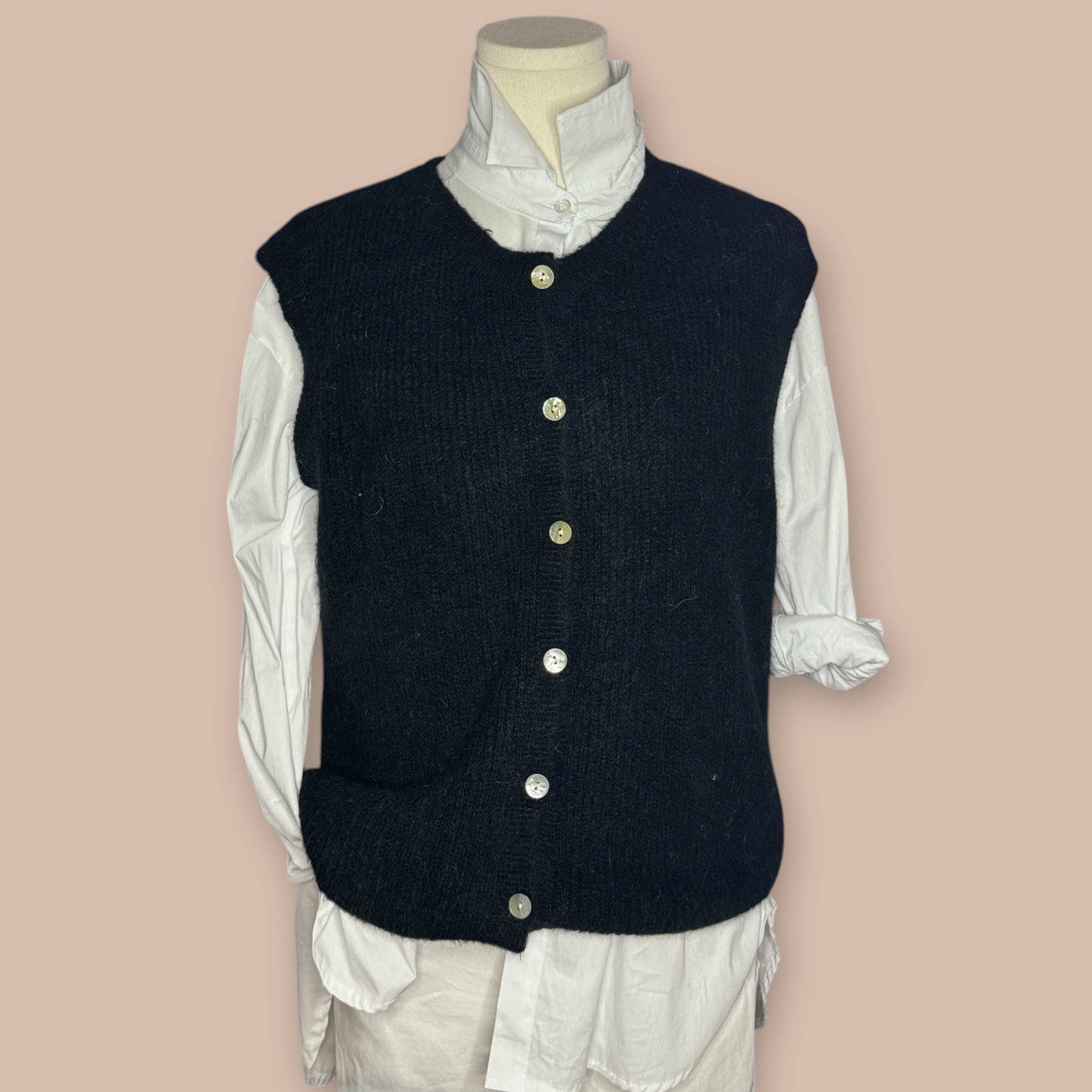 Alpaka-Strickweste Rundhals