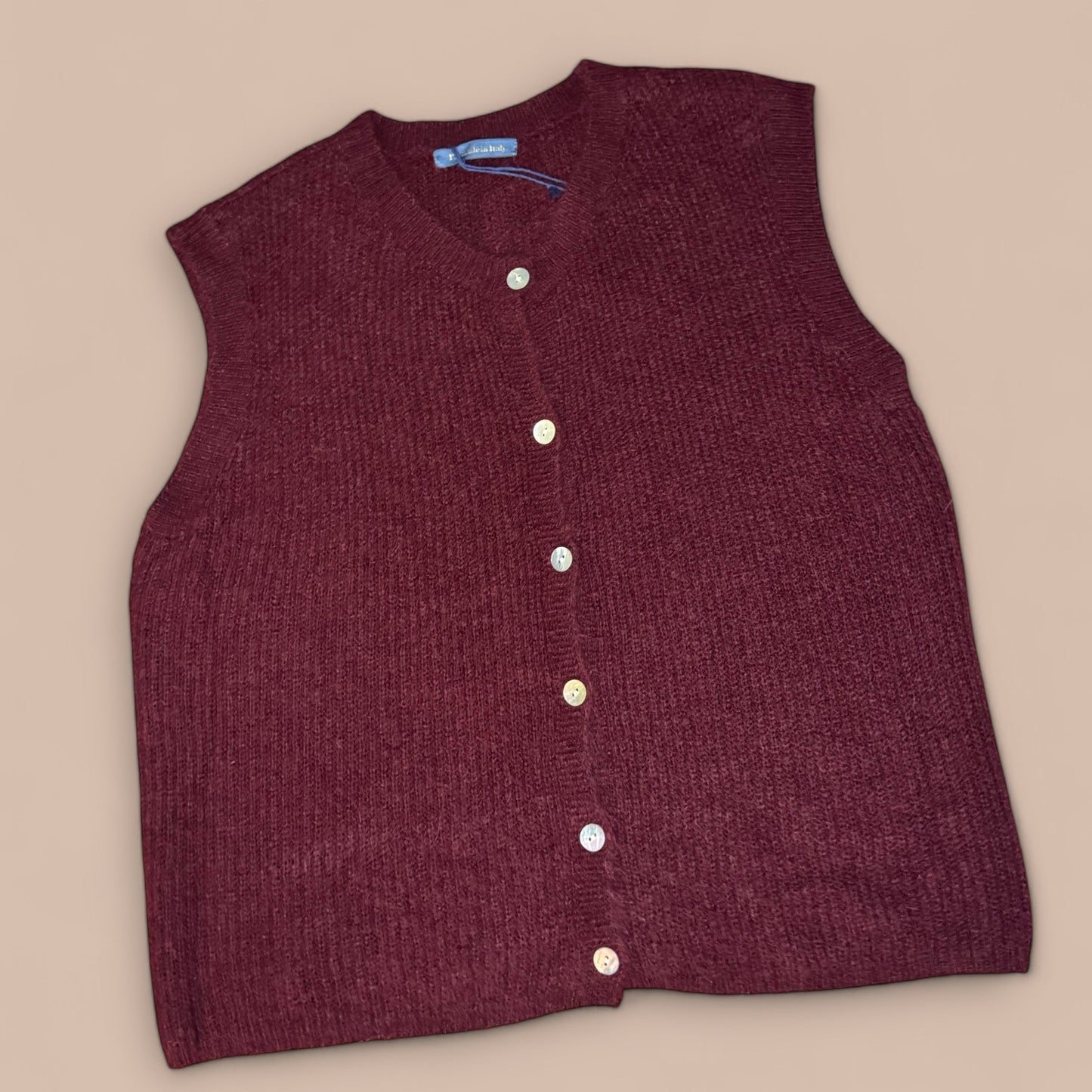 Alpaka-Strickweste Rundhals