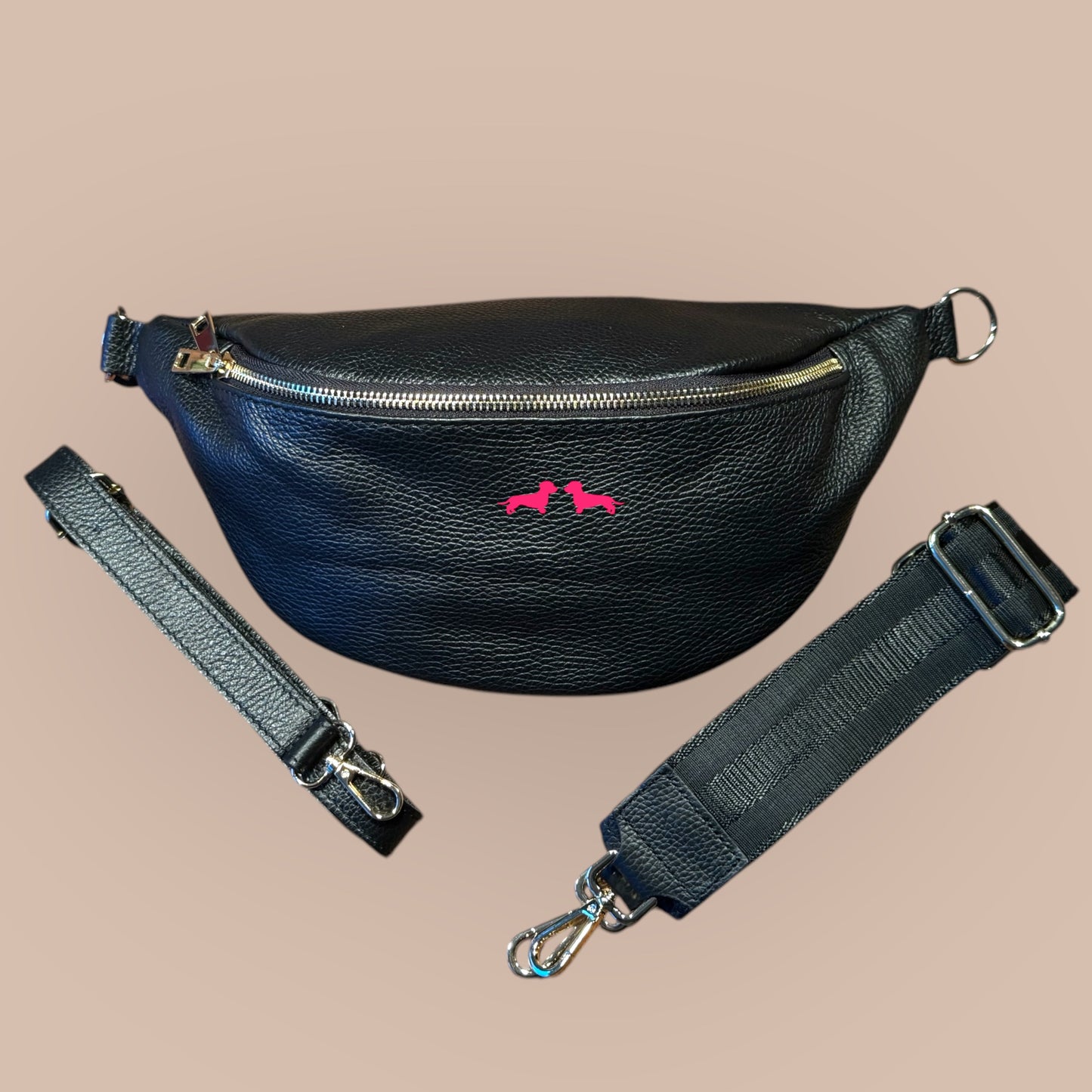 Crossbody-Bag Glattleder mit Dackel in Wunschfarbe