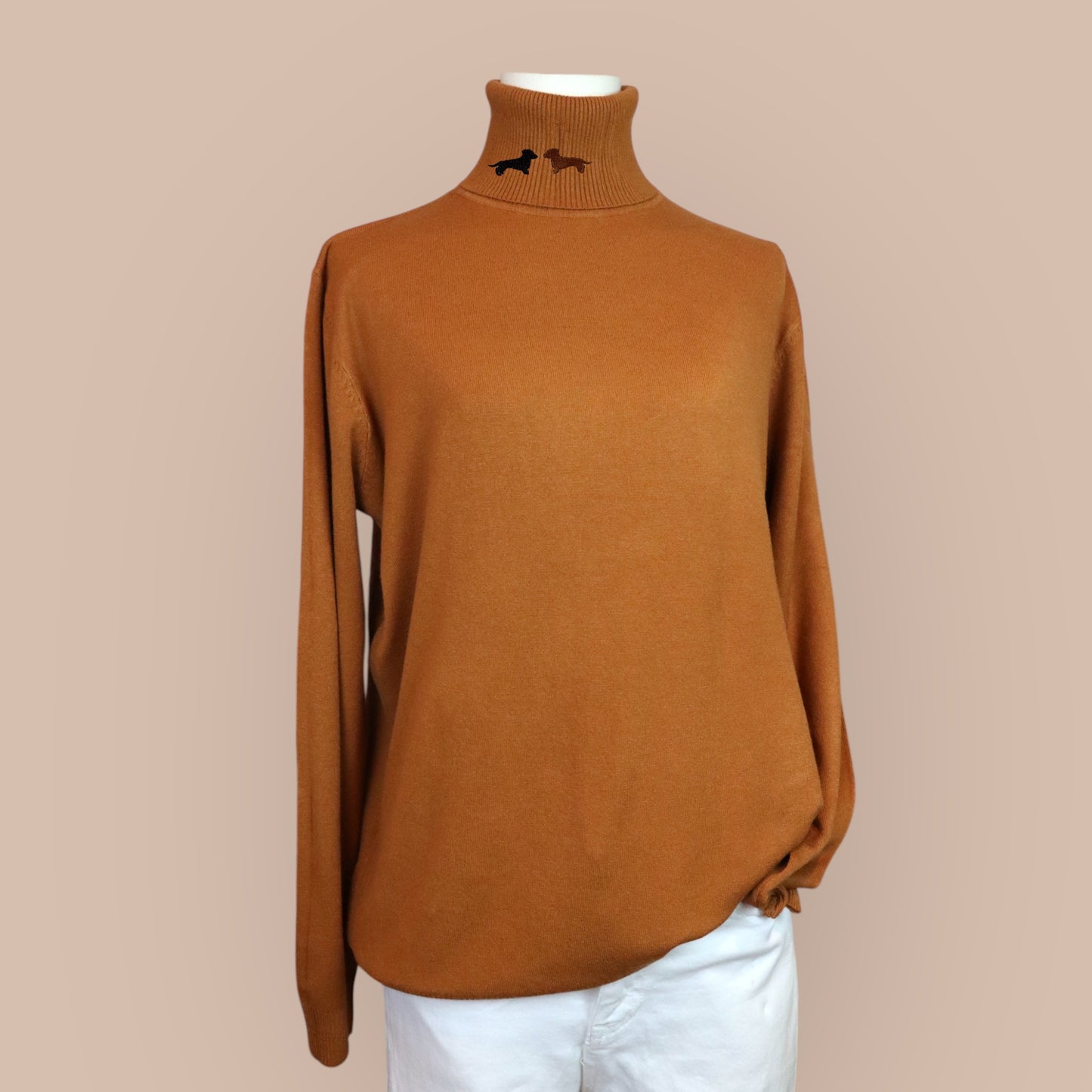 Rollkragenpullover mit Dackel in Wunschfarbe Größe 38-44
