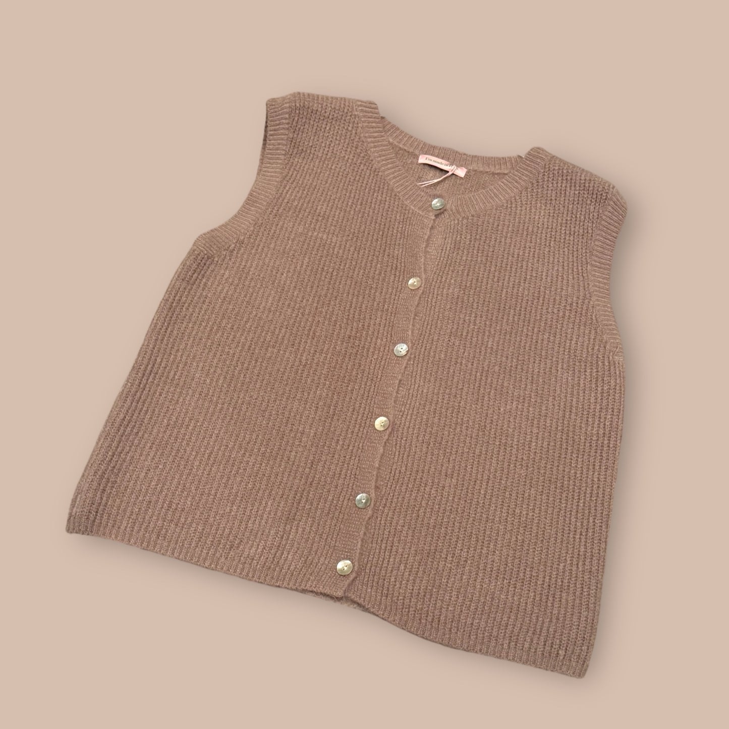 Alpaka-Strickweste Rundhals