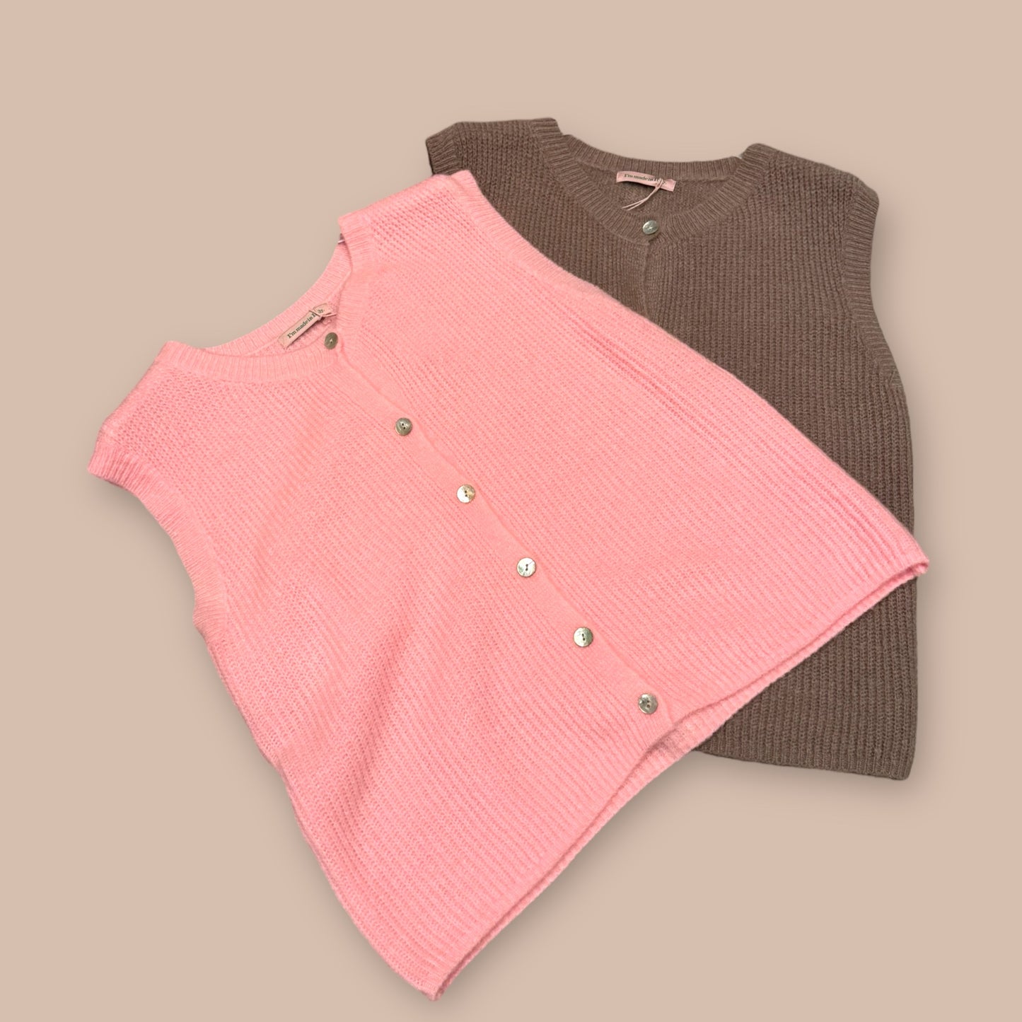 Alpaka-Strickweste Rundhals