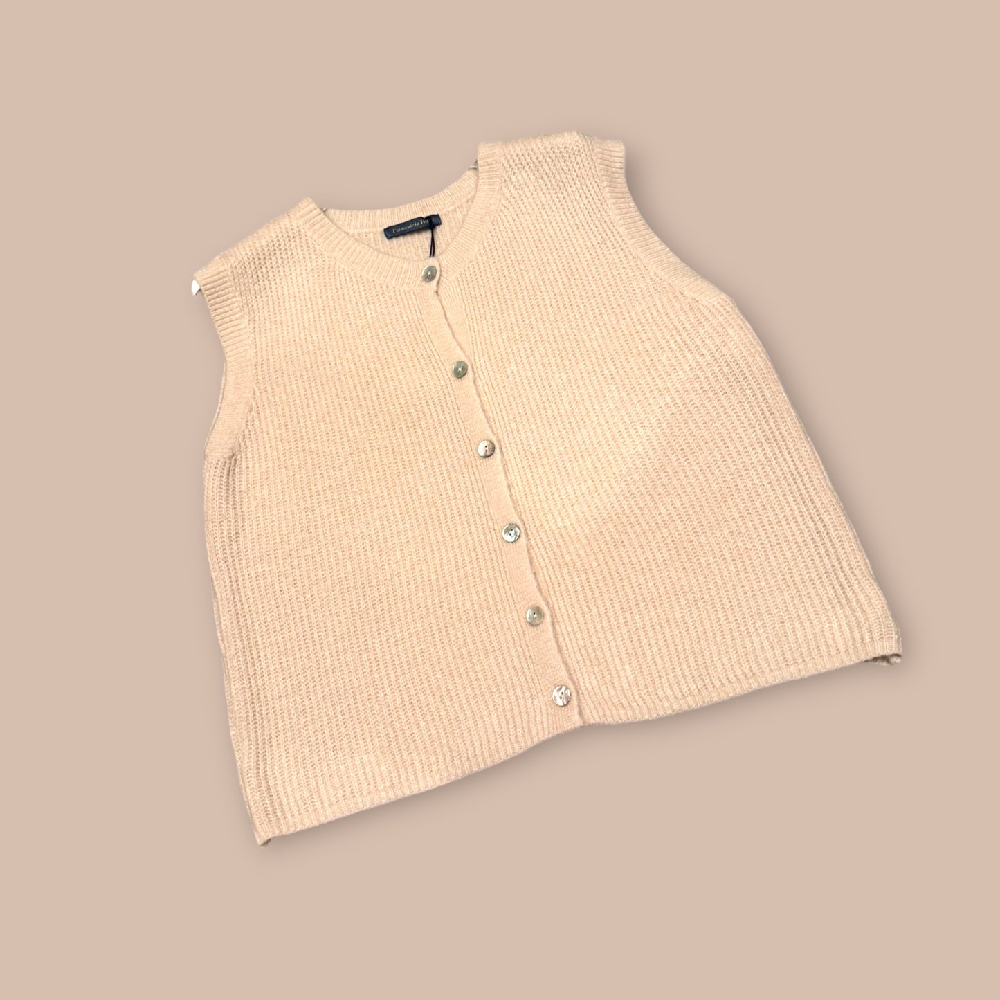 Alpaka-Strickweste Rundhals