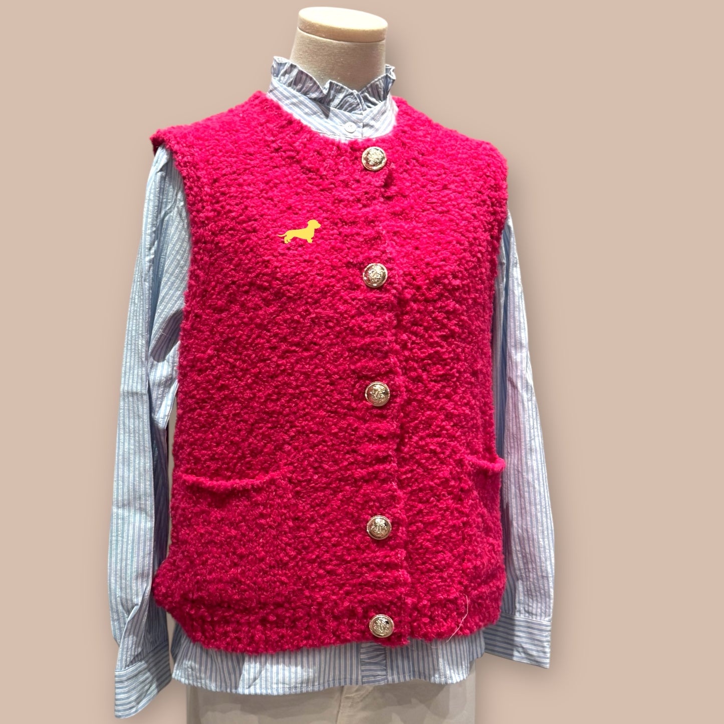 Strickweste Bouclé-Strick mit Dackel in Wunschfarbe