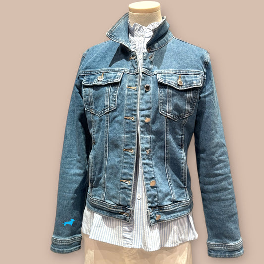 Jeansjacke mit Dackel in Wunschfarbe
