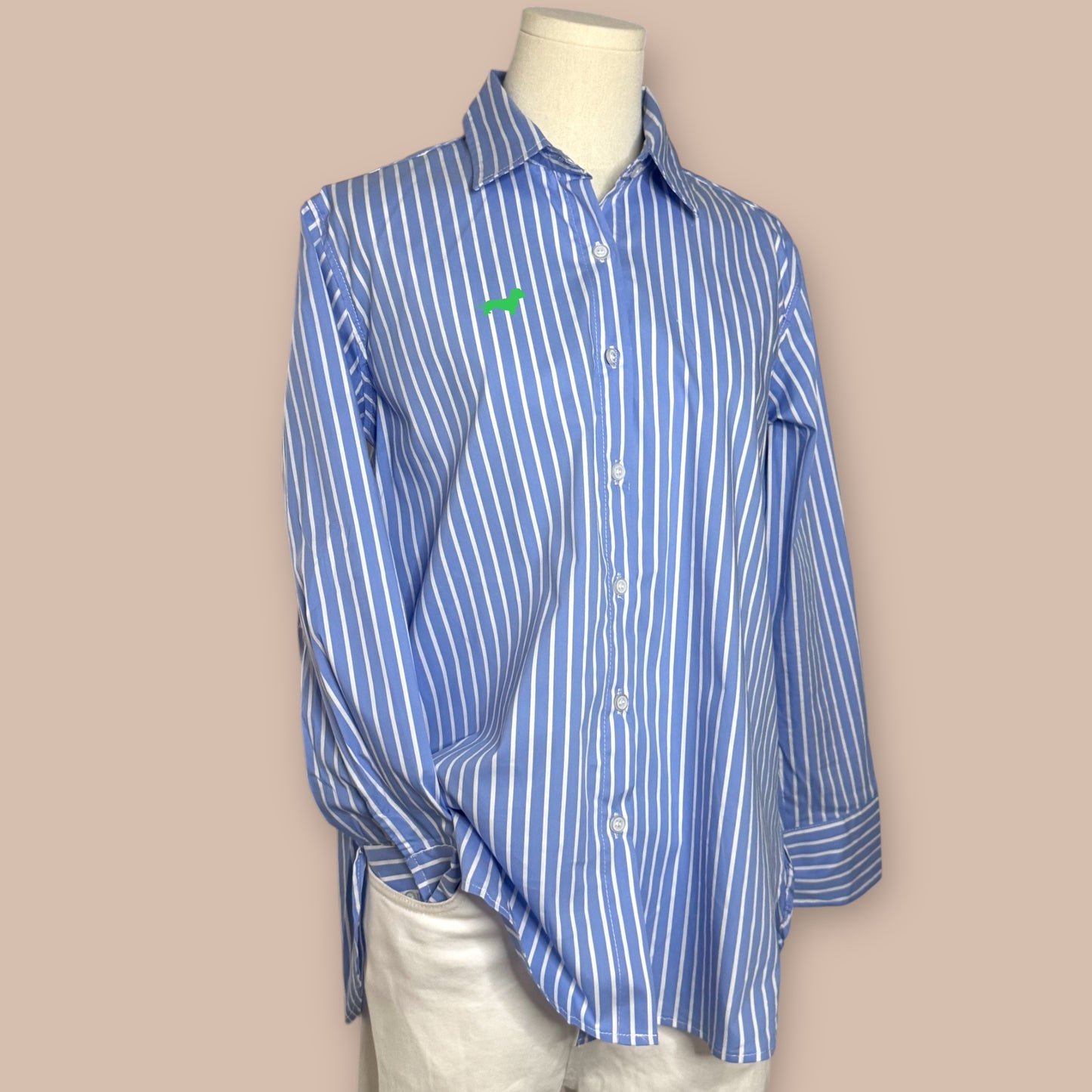 Bluse Gestreift mit Dackel in Wunschfarbe