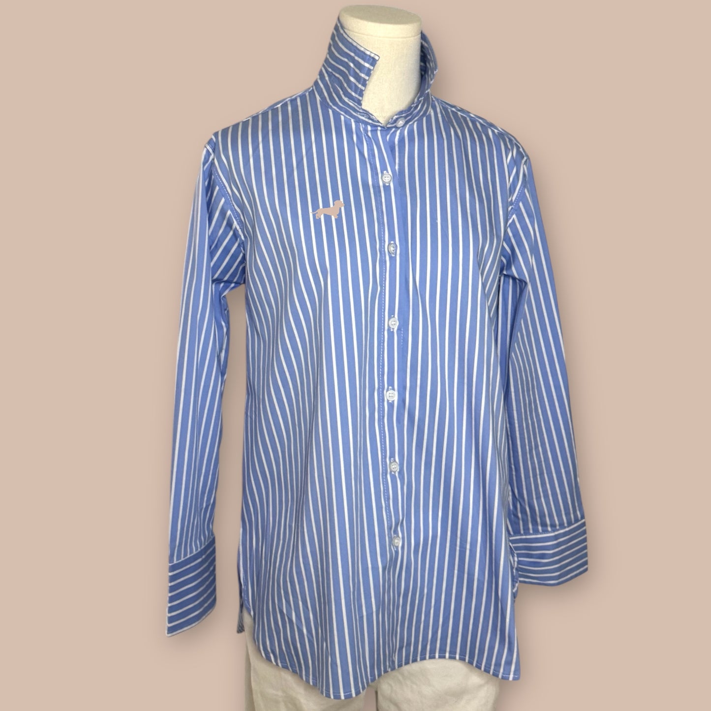 Bluse Gestreift mit Dackel in Wunschfarbe