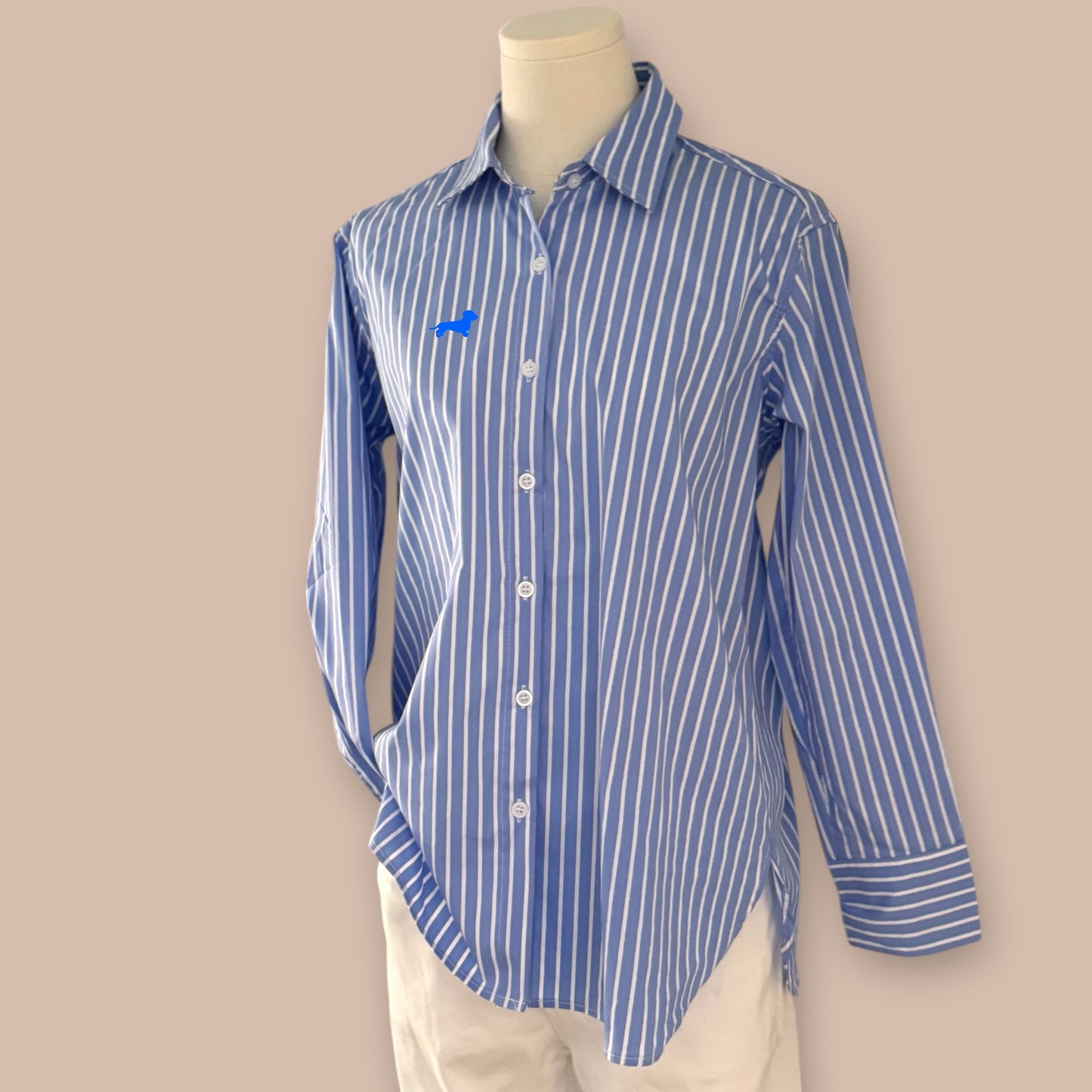 Bluse Gestreift mit Dackel in Wunschfarbe