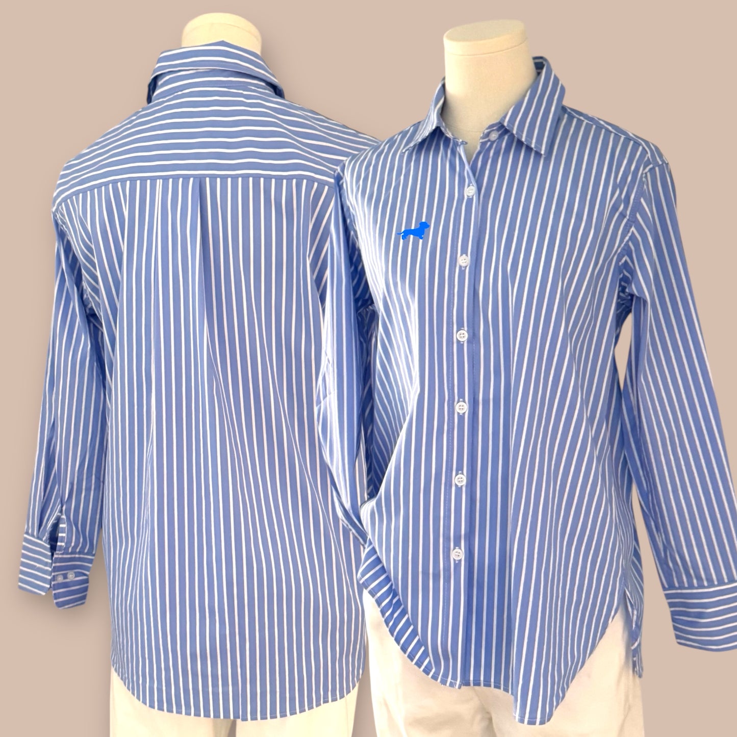 Bluse Gestreift mit Dackel in Wunschfarbe