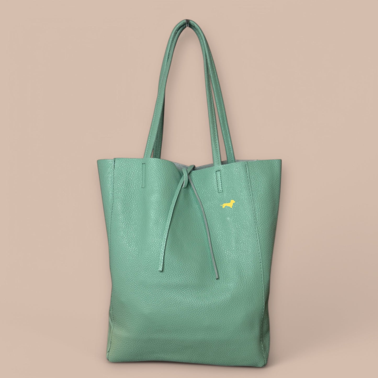 Leder Shopper mit Dackel in Wunschfarbe