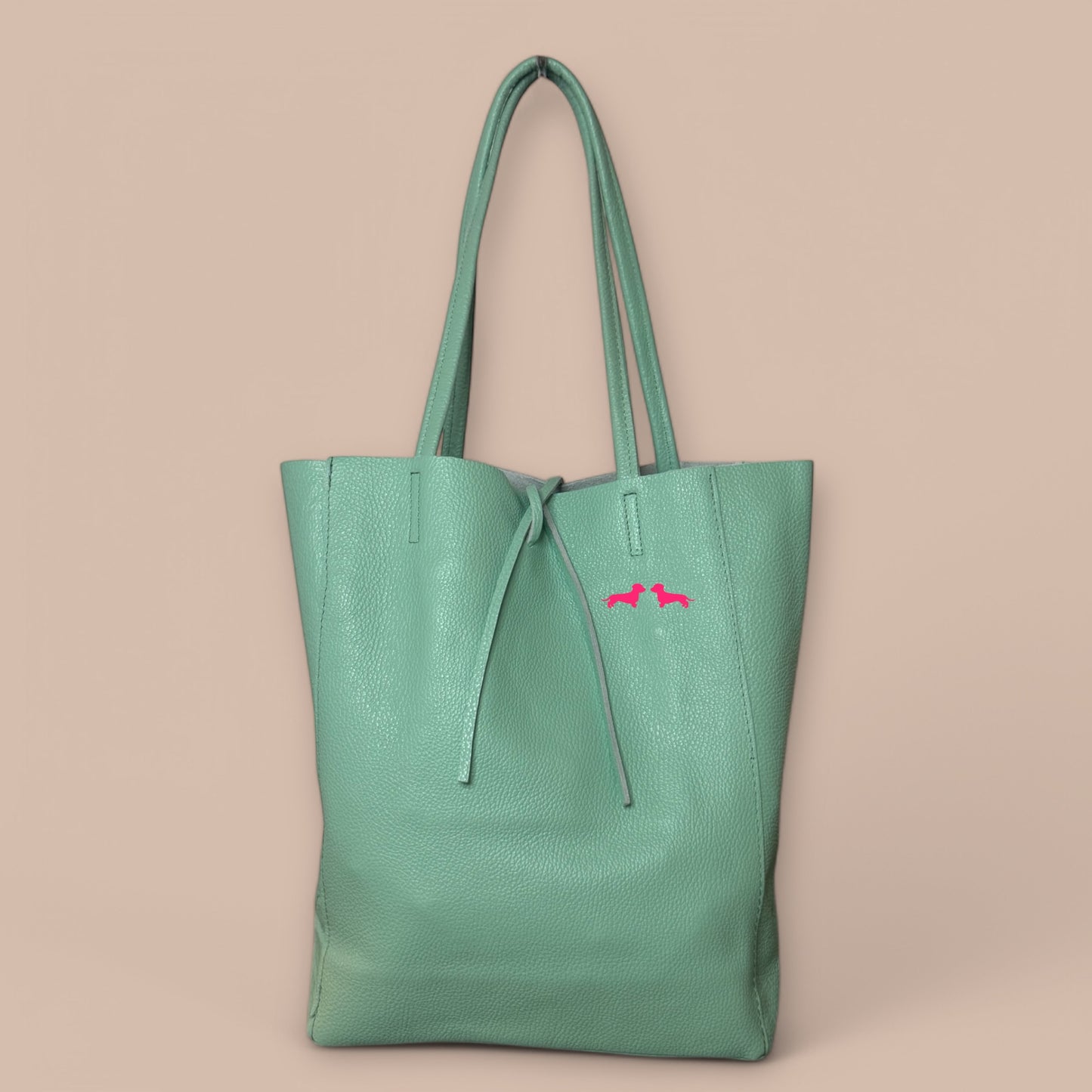 Leder Shopper mit Dackel in Wunschfarbe