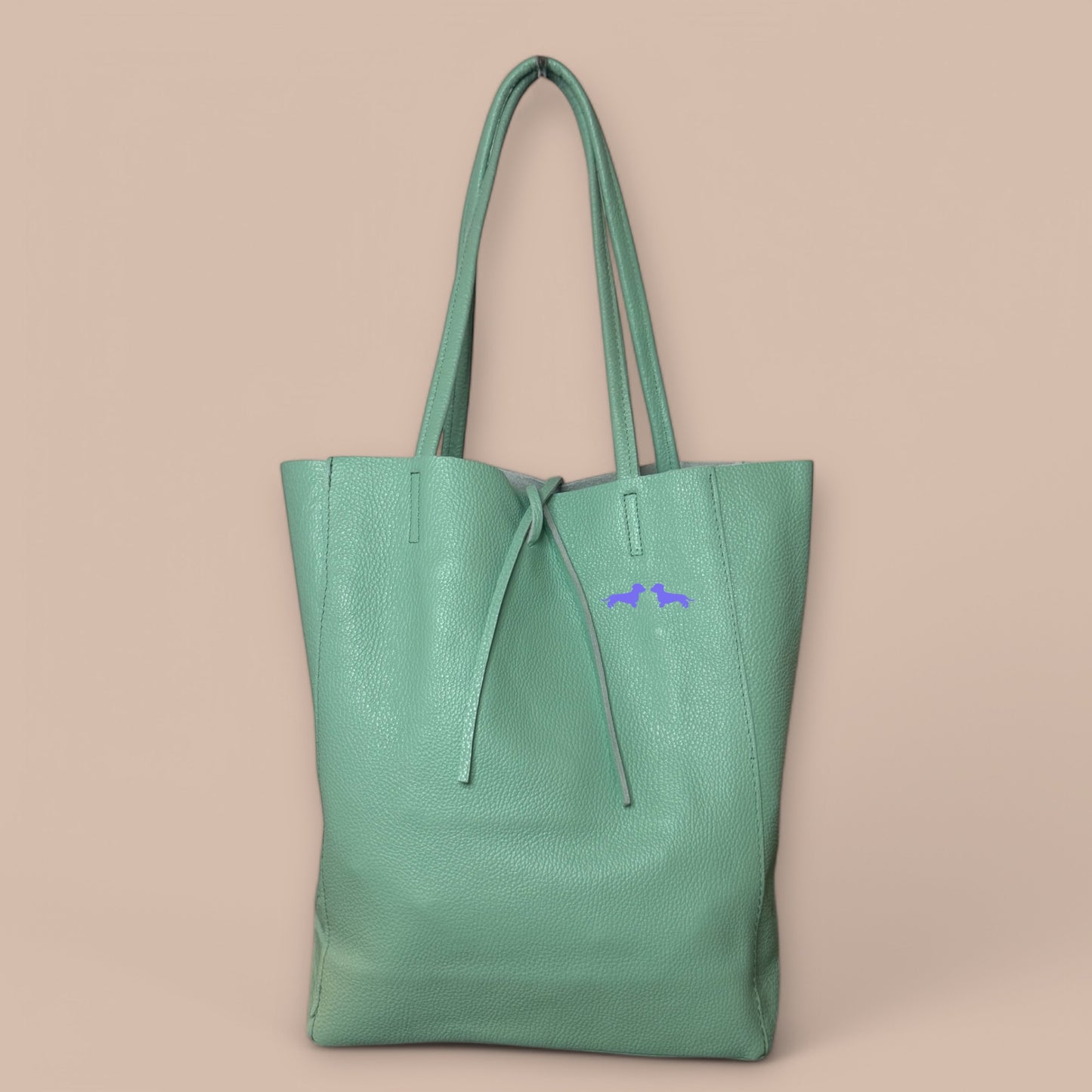 Leder Shopper mit Dackel in Wunschfarbe