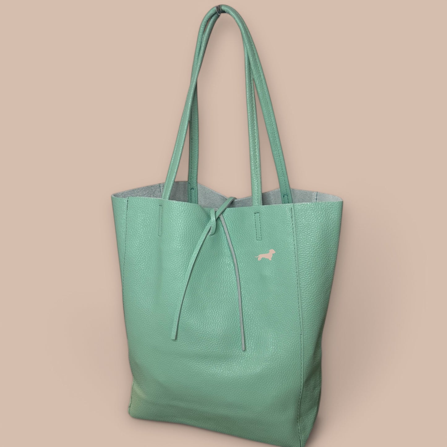 Leder Shopper mit Dackel in Wunschfarbe