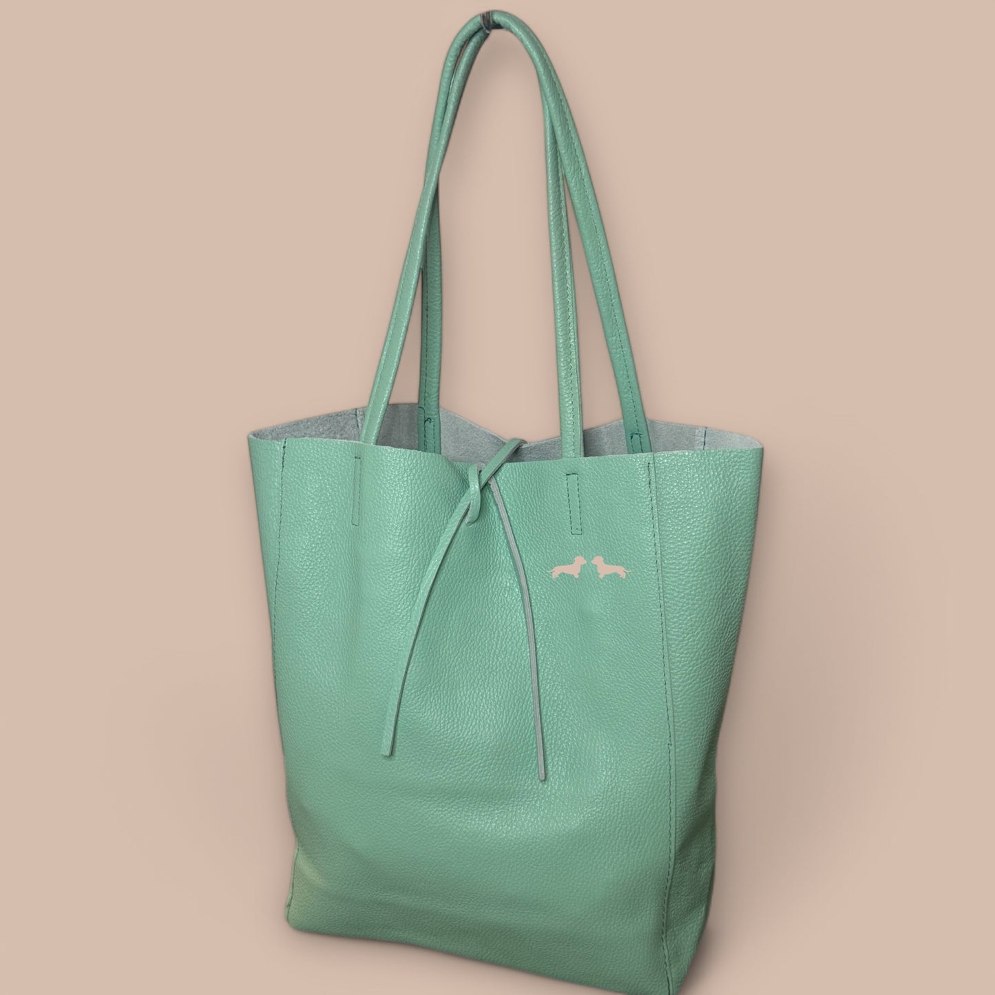 Leder Shopper mit Dackel in Wunschfarbe