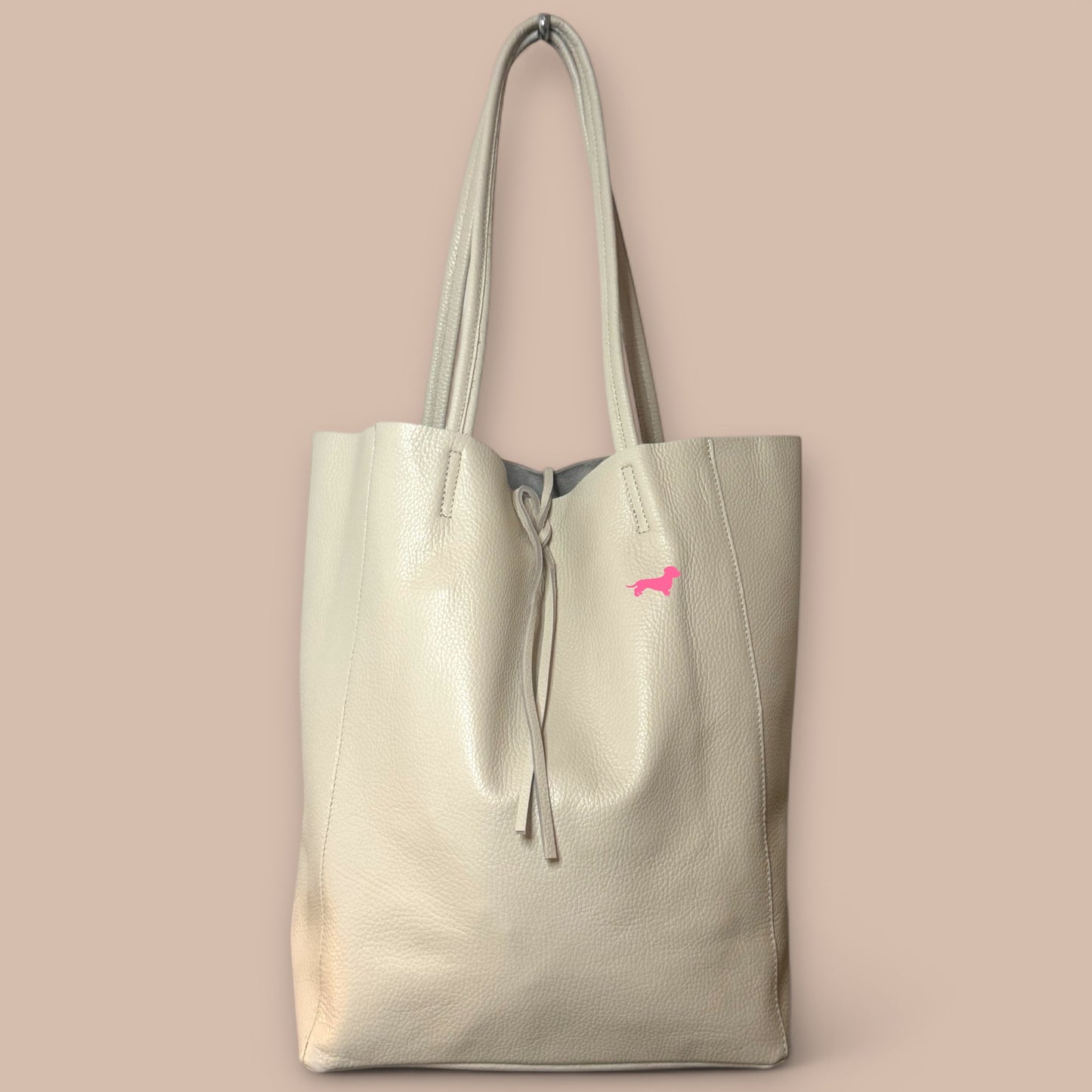 Leder Shopper mit Dackel in Wunschfarbe