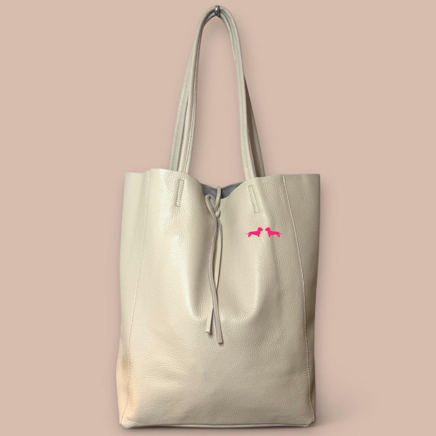 Leder Shopper mit Dackel in Wunschfarbe