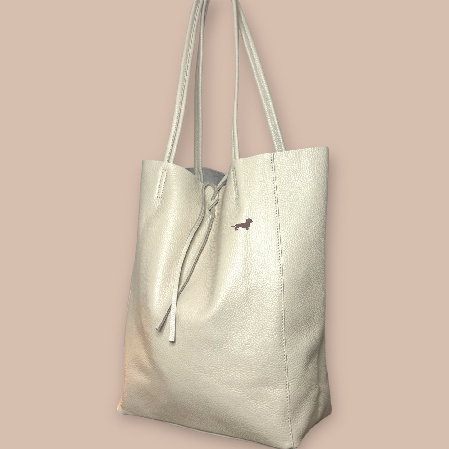 Leder Shopper mit Dackel in Wunschfarbe