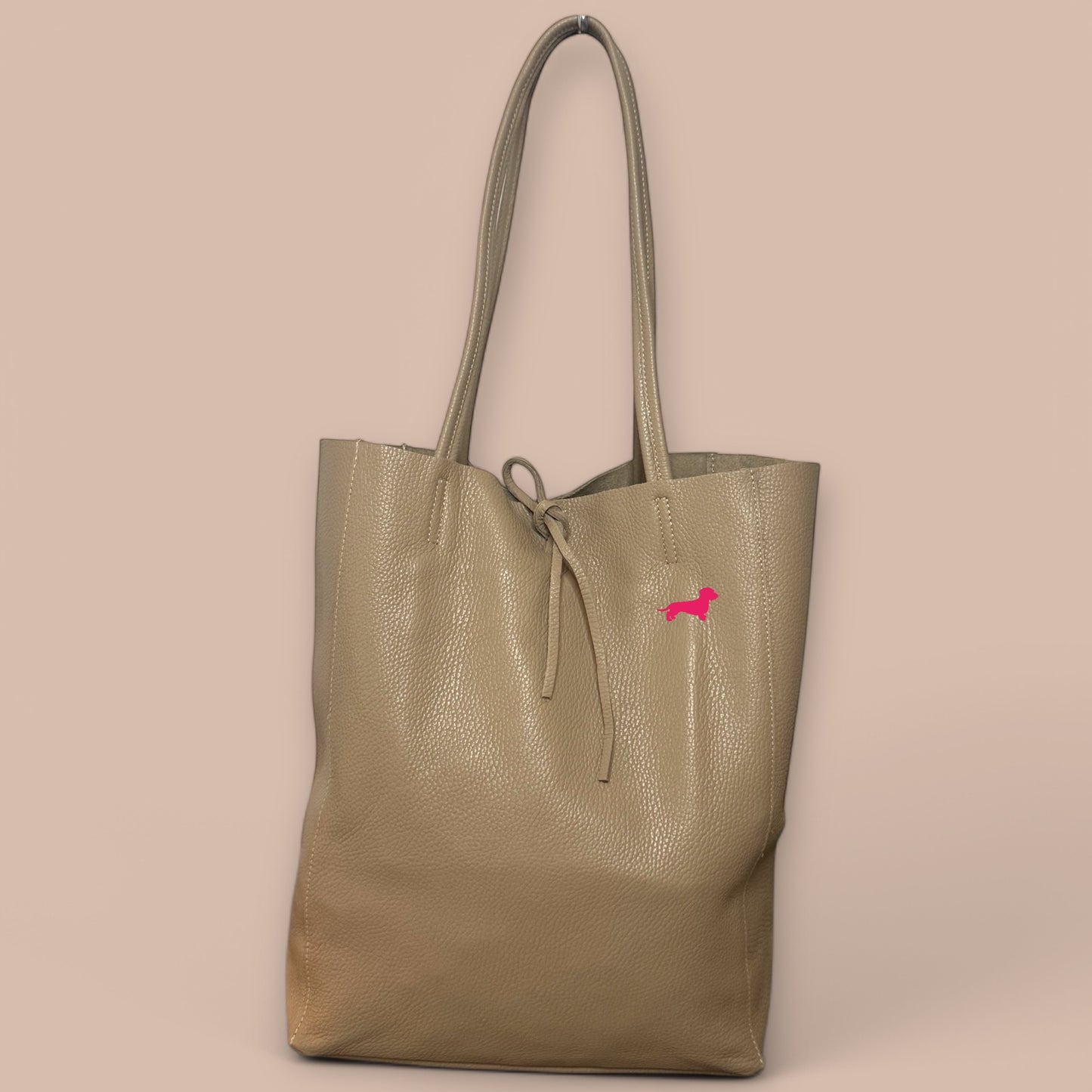Leder Shopper mit Dackel in Wunschfarbe