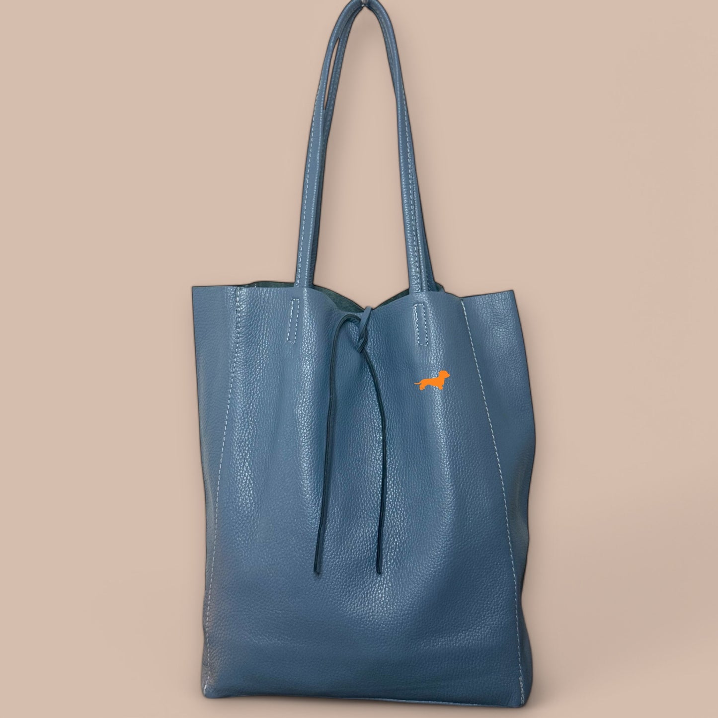 Leder Shopper mit Dackel in Wunschfarbe