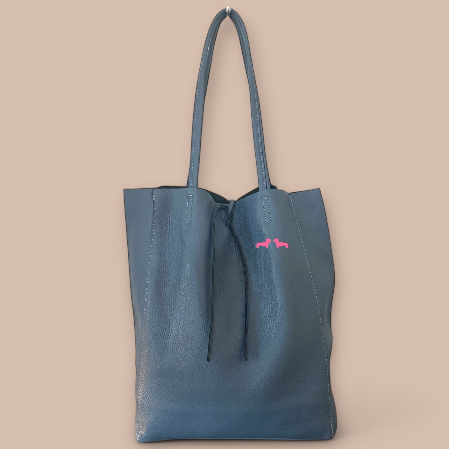 Leder Shopper mit Dackel in Wunschfarbe