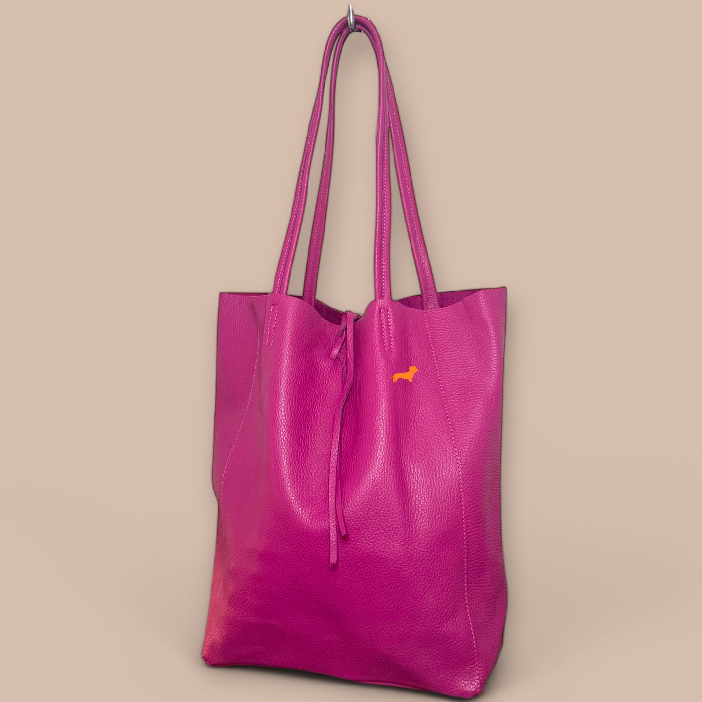 Leder Shopper mit Dackel in Wunschfarbe