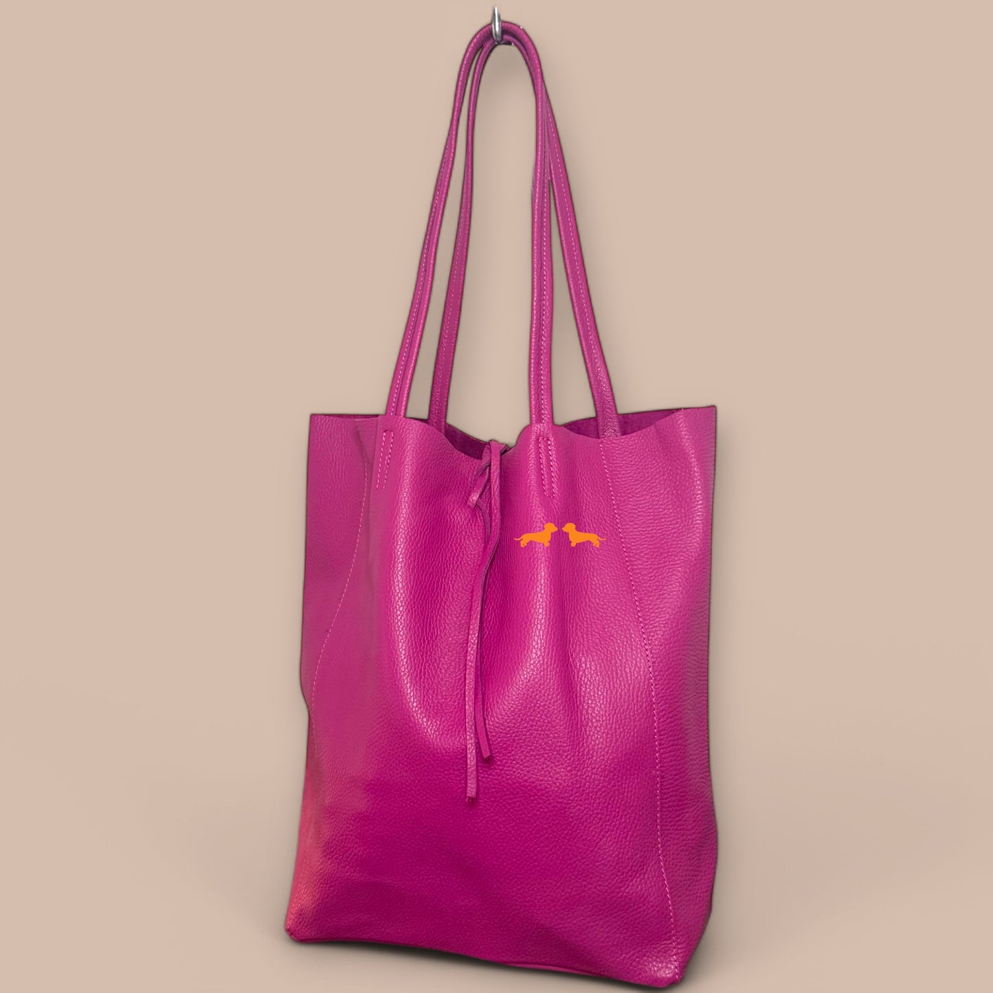 Leder Shopper mit Dackel in Wunschfarbe