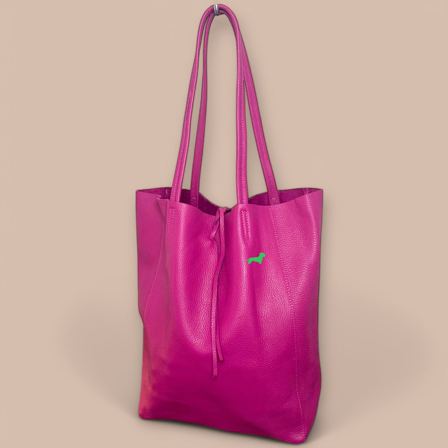 Leder Shopper mit Dackel in Wunschfarbe