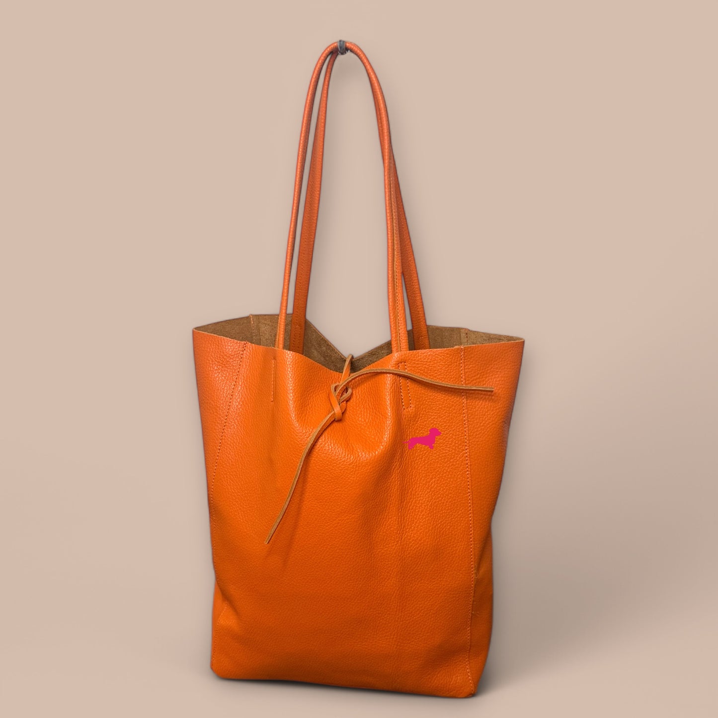 Leder Shopper mit Dackel in Wunschfarbe