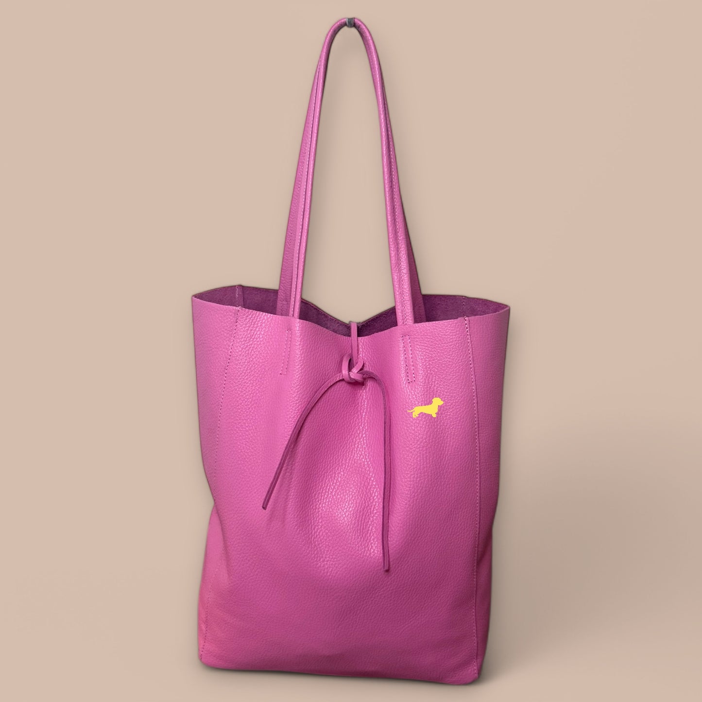 Leder Shopper mit Dackel in Wunschfarbe