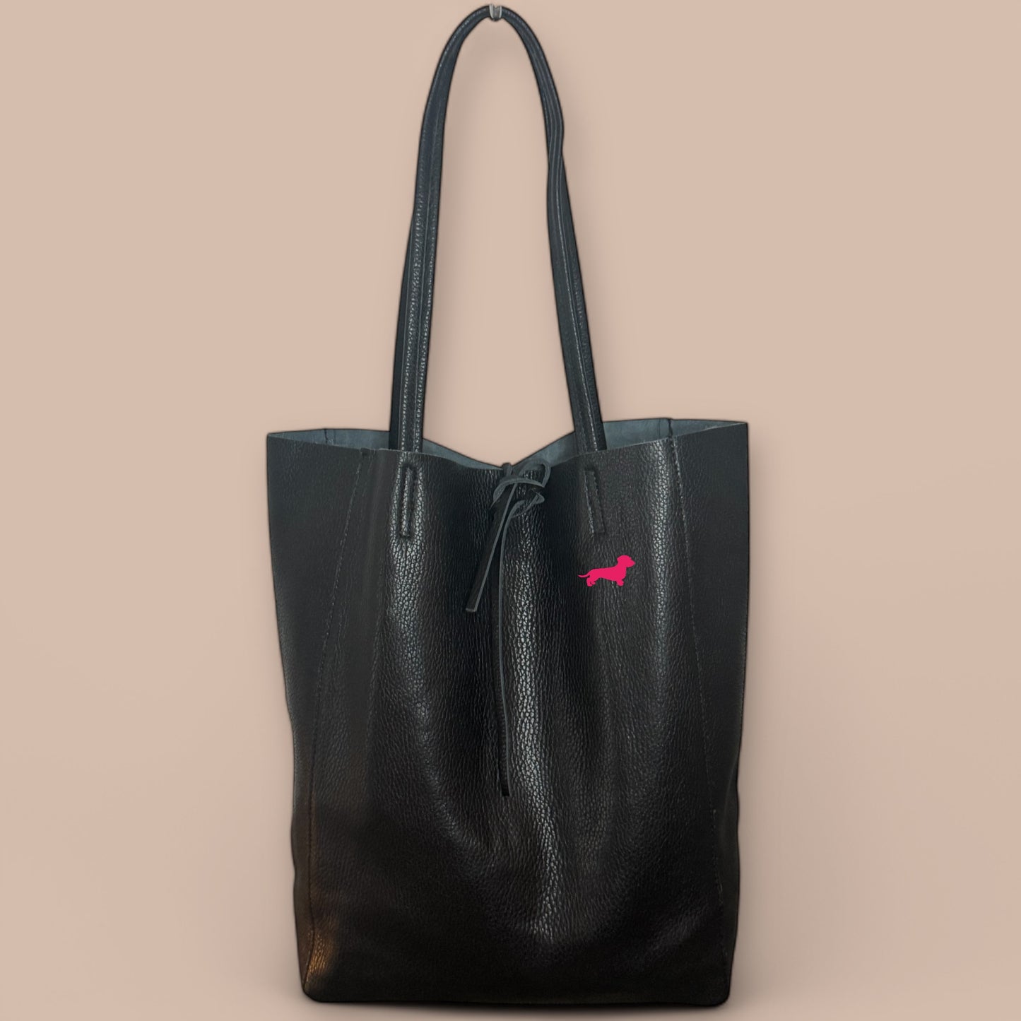 Leder Shopper mit Dackel in Wunschfarbe