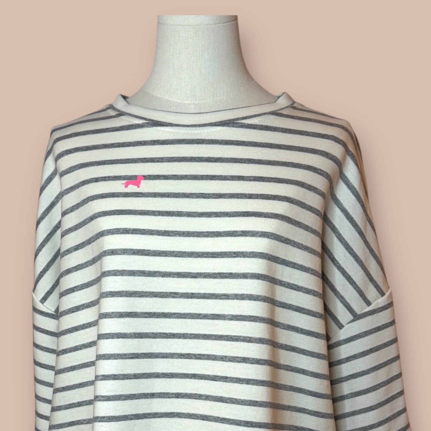 Sweatshirt gestreift mit Dackel in Wunschfarbe
