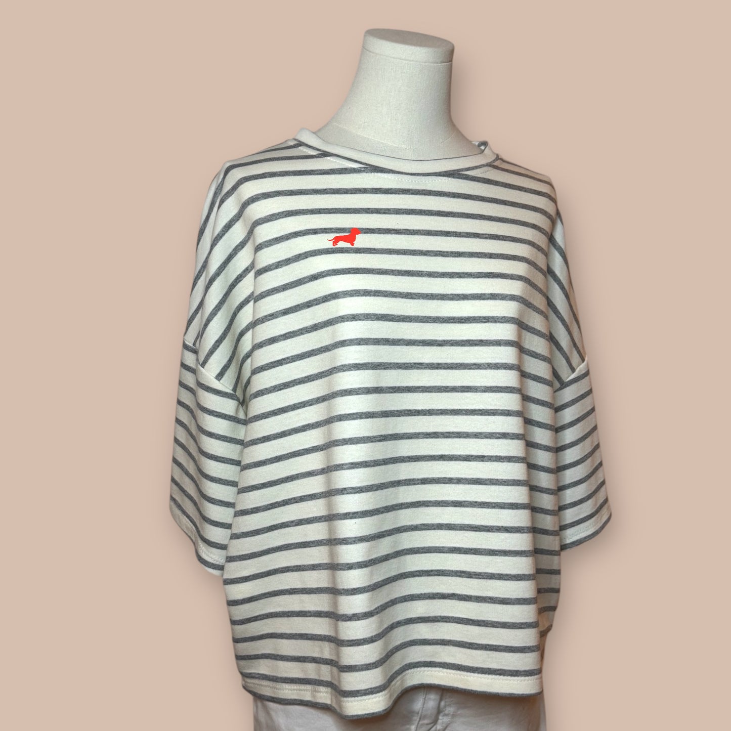 Sweatshirt gestreift mit Dackel in Wunschfarbe