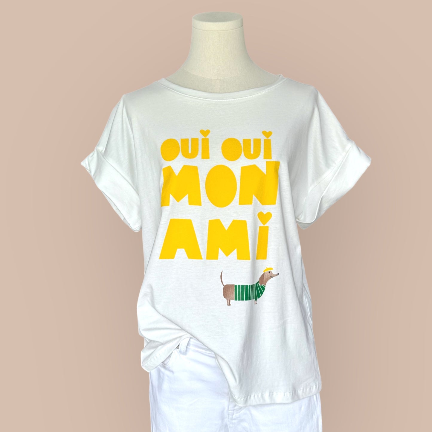 T-Shirt mit Dackel-Print „OUI OUI MON AMI“