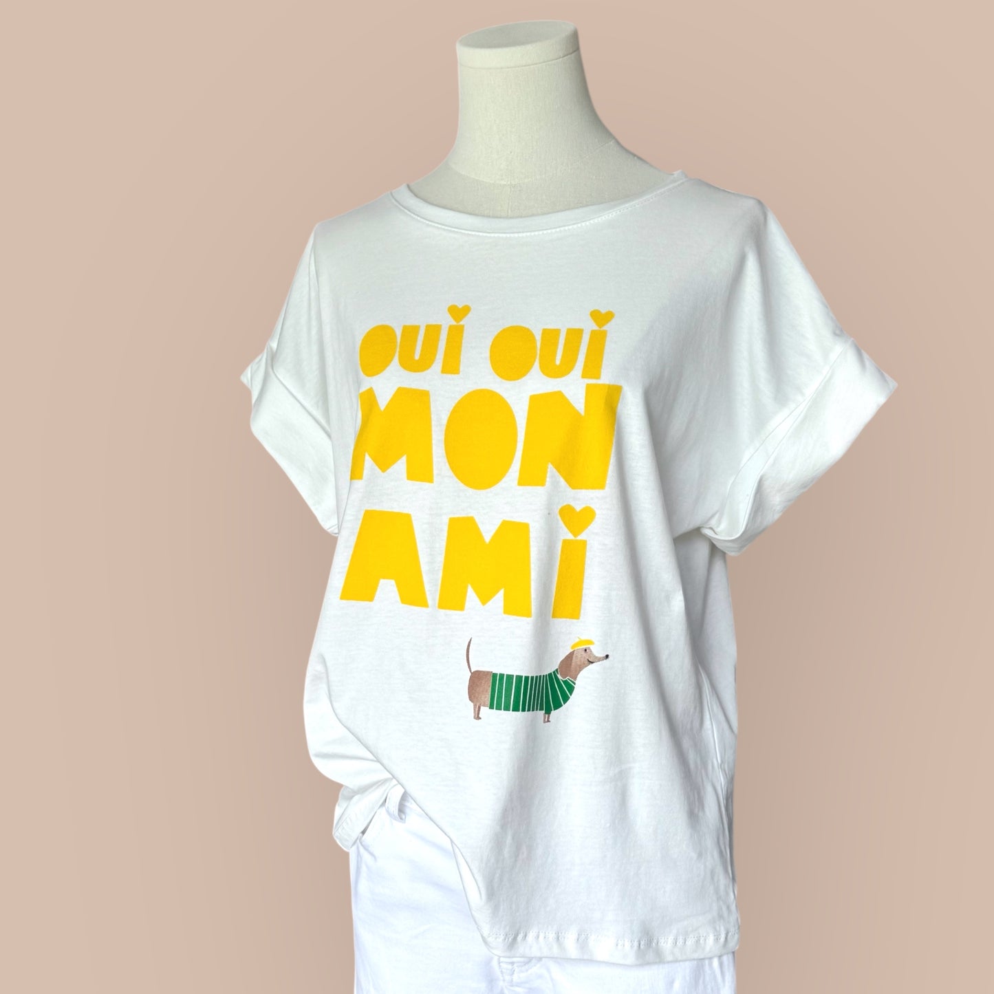T-Shirt mit Dackel-Print „OUI OUI MON AMI“