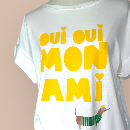 T-Shirt mit Dackel-Print „OUI OUI MON AMI“